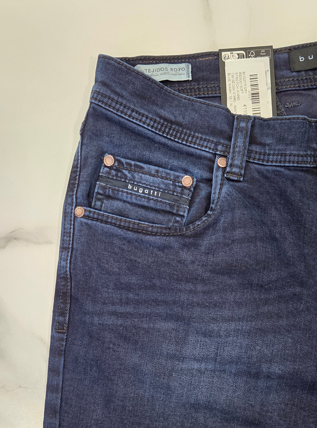 BUGATTI DRY INDIGO SOFT STRETCH JEANS (3919D/26612/396) - NAVY BLUE WASH