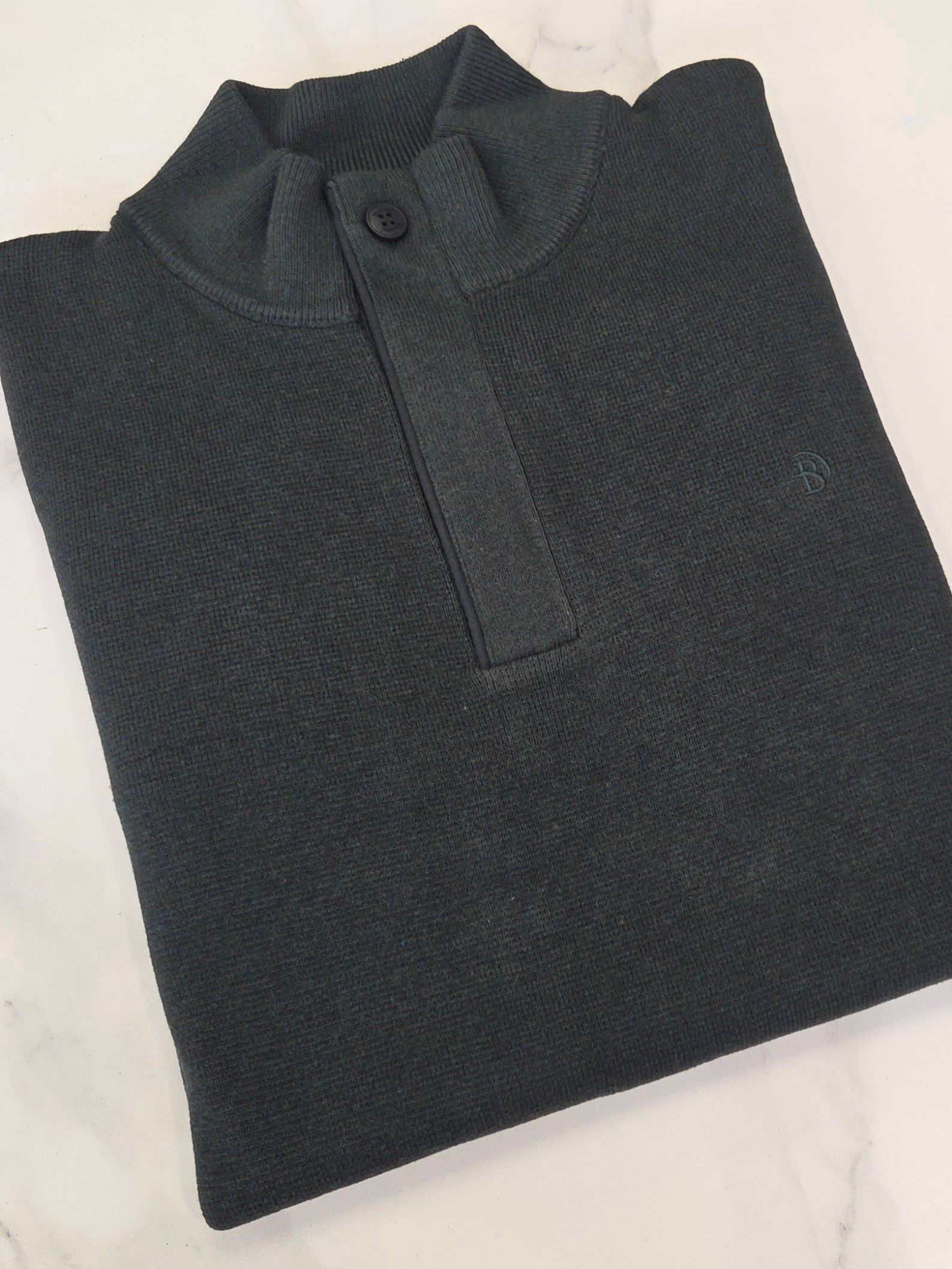 BENETTI ROSS 1/4 ZIP/BUTTON KNITWEAR - KHAKI