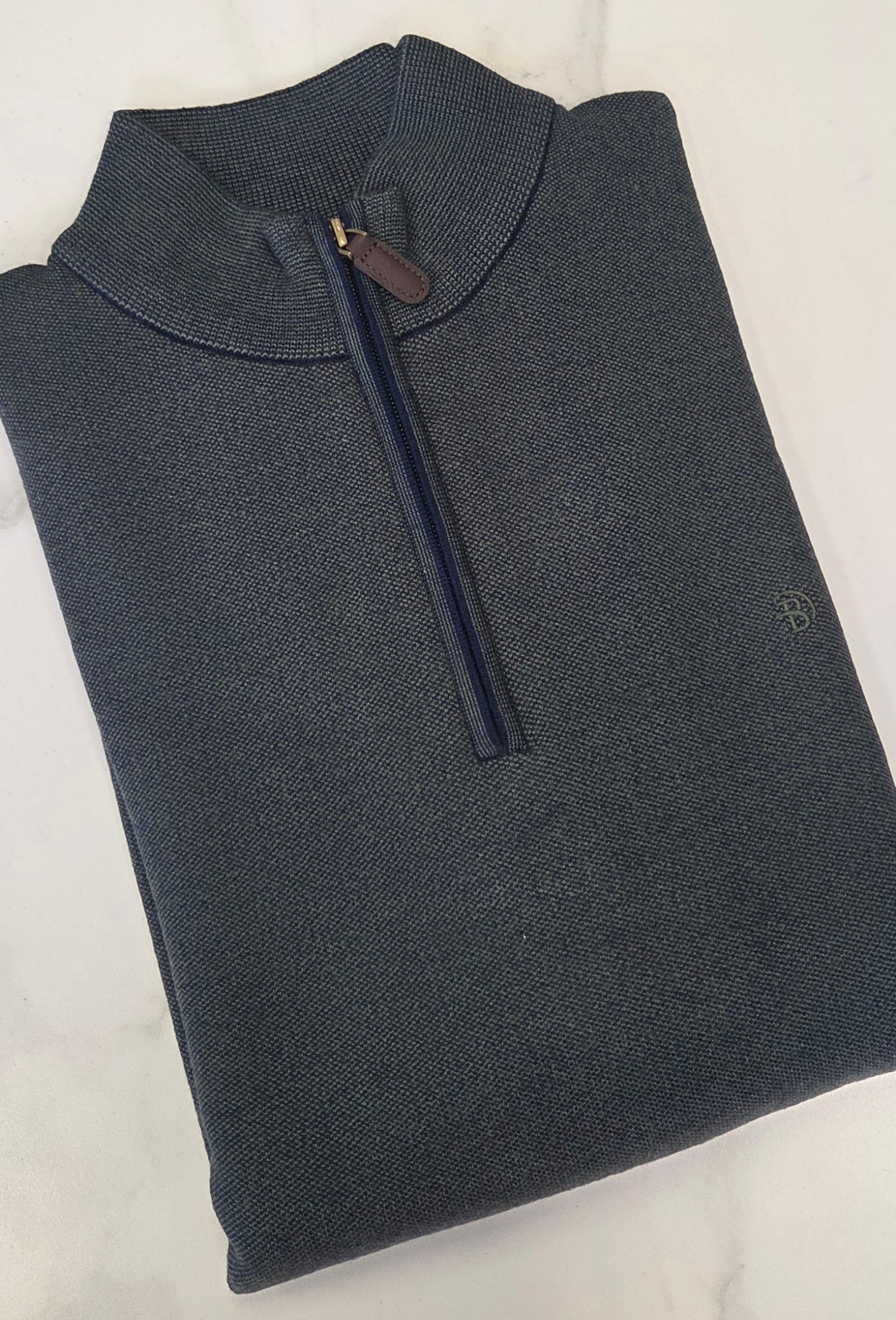 BENETTI JULIUS 1/4 ZIP KNITWEAR - FOREST GREEN