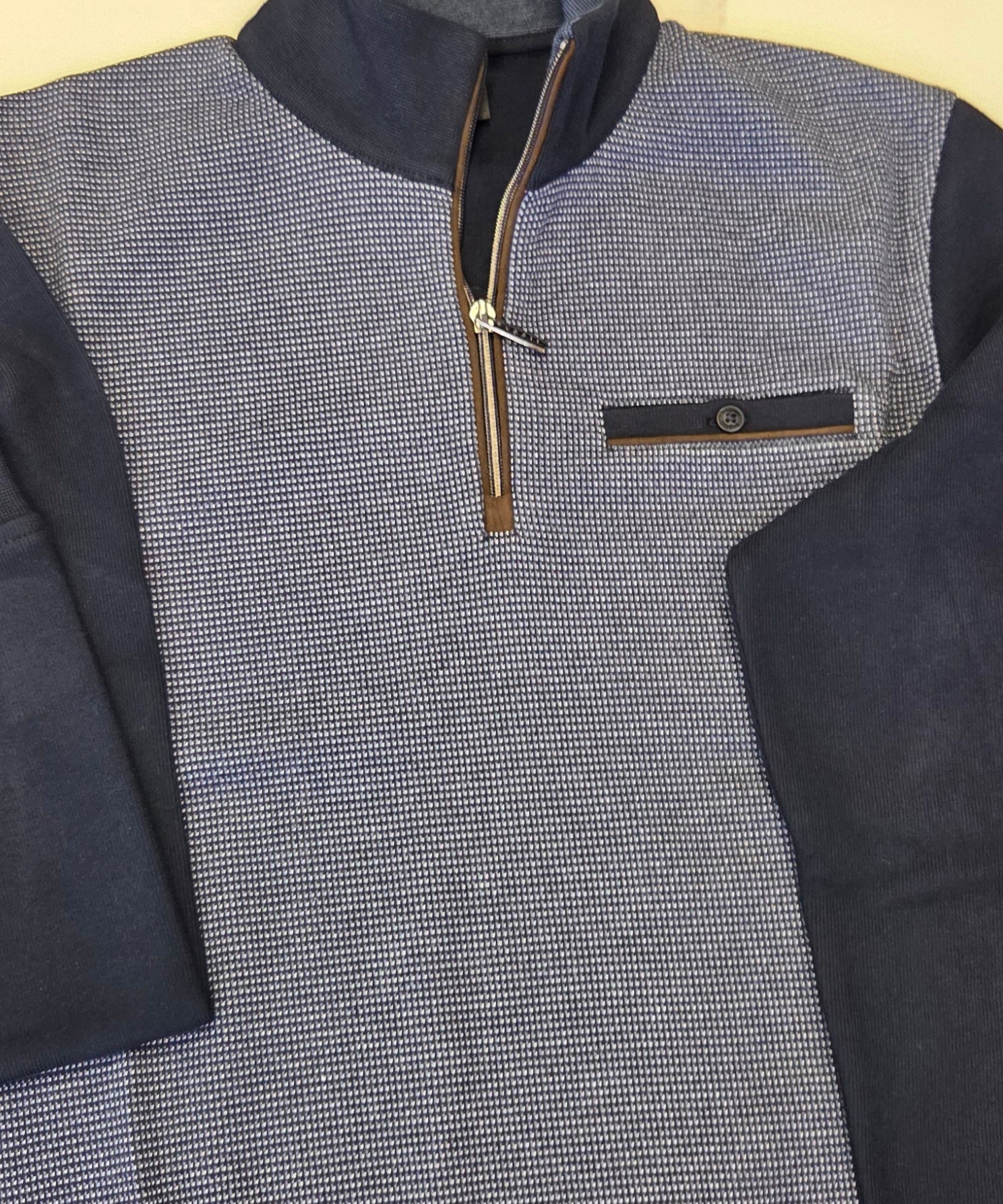 BUGATTI 1/4 ZIP SWEAT KNIT (25058F/390) - NAVYY MIX