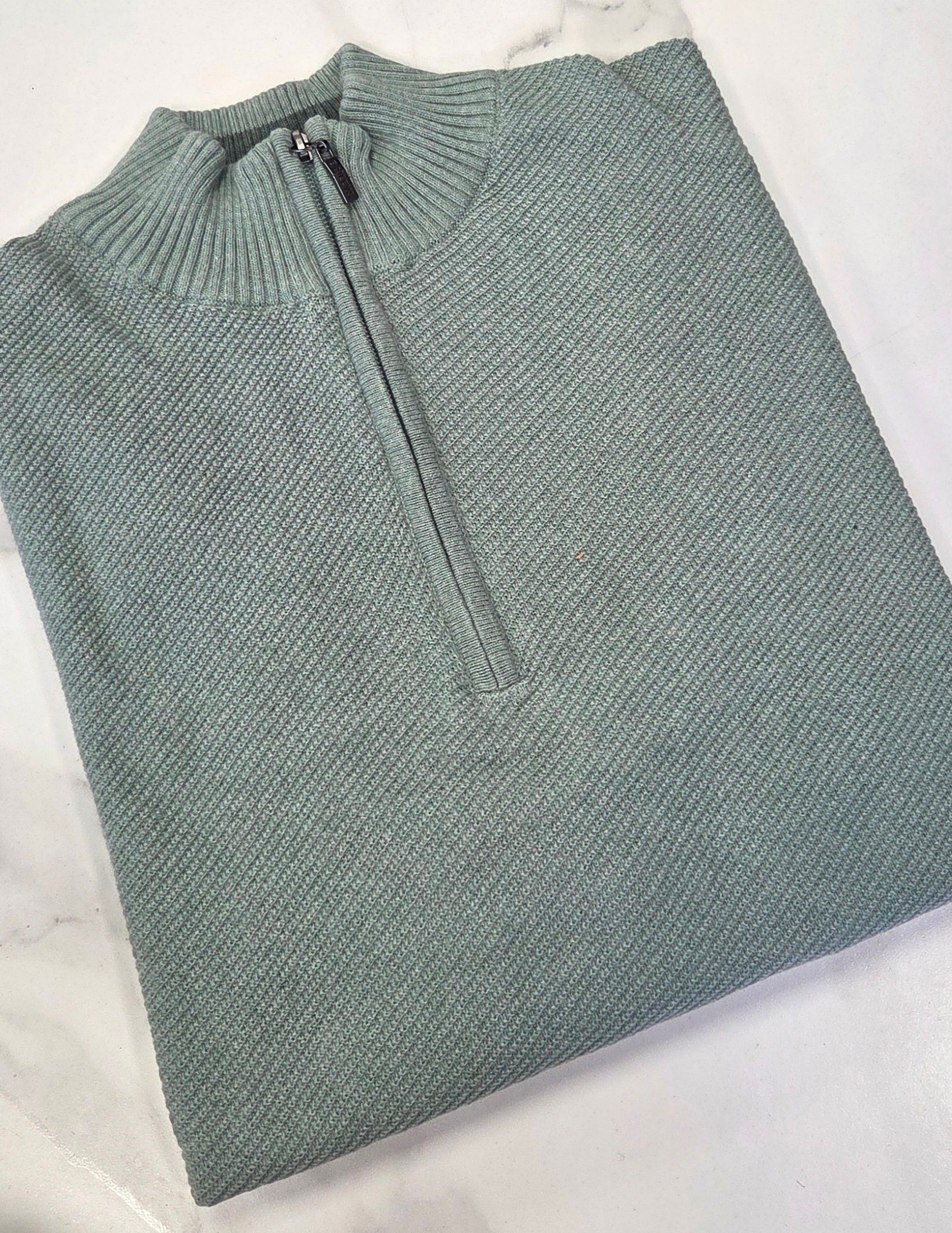 BAILEYS TEXTURED 1/4 ZIP KNITWEAR  - GREEN