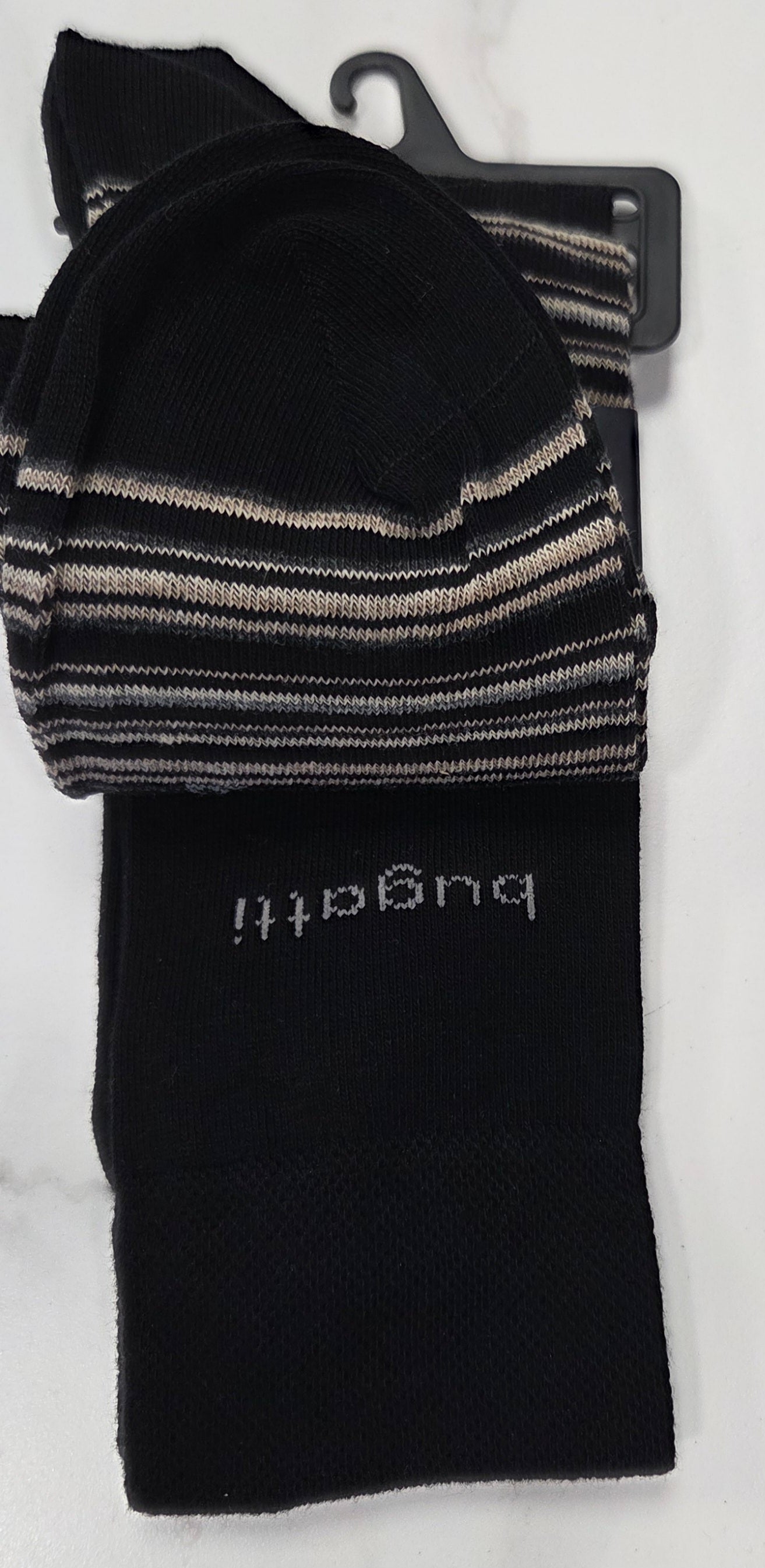 BUGATTI 2 PK SOCKS STRIPE (6385) -  BLACK