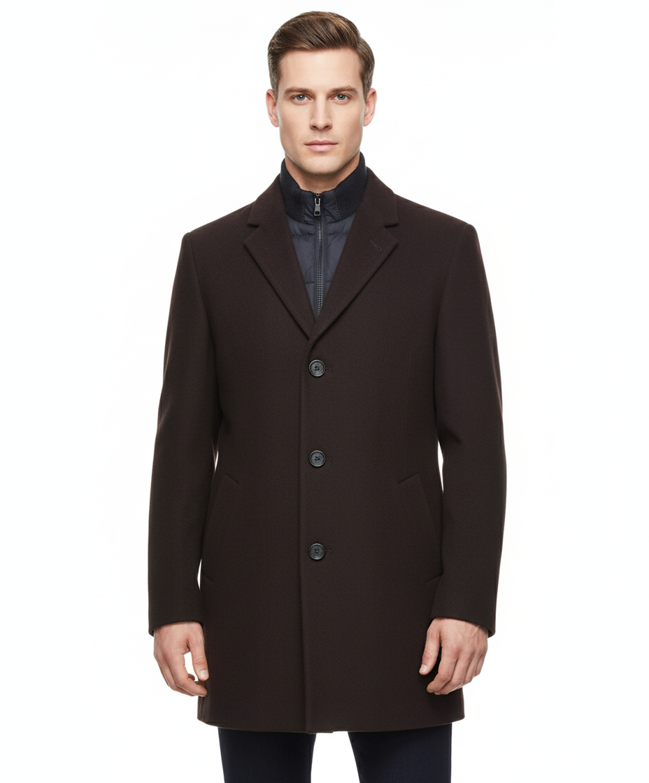 WHITE LABEL ARON OVERCOAT - BURGANDY