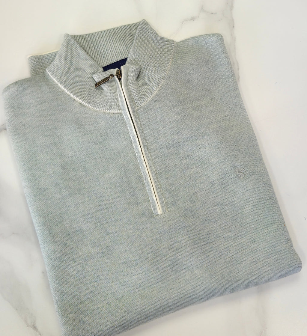 BENETTI JULIUS 1/4 ZIP KNITWEAR - MINT