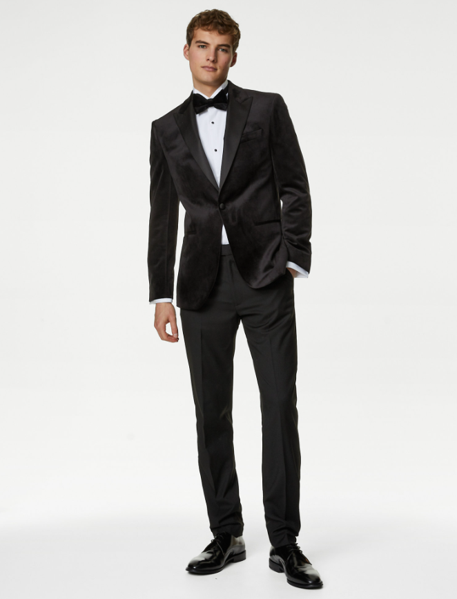 WHITE LABEL JACOB VELVET TUX JACKET - BLACK
