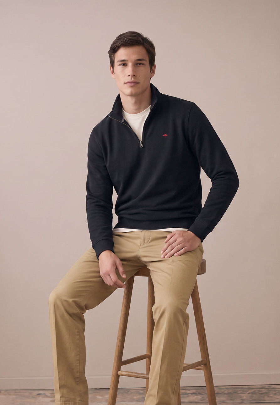 FYNCH HATTON 1/4 ZIP SWEATSHIRT - NAVY