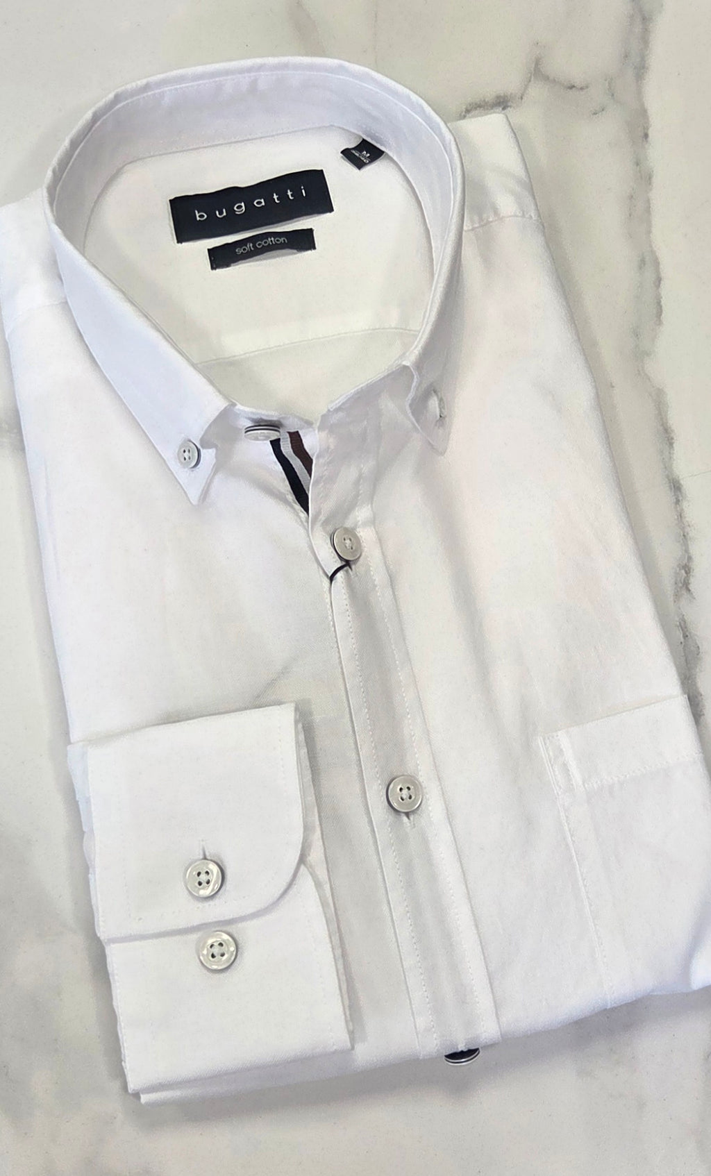 BUGATTI OXFORD COTTON L/S SHIRT (28800F/10) - WHITE