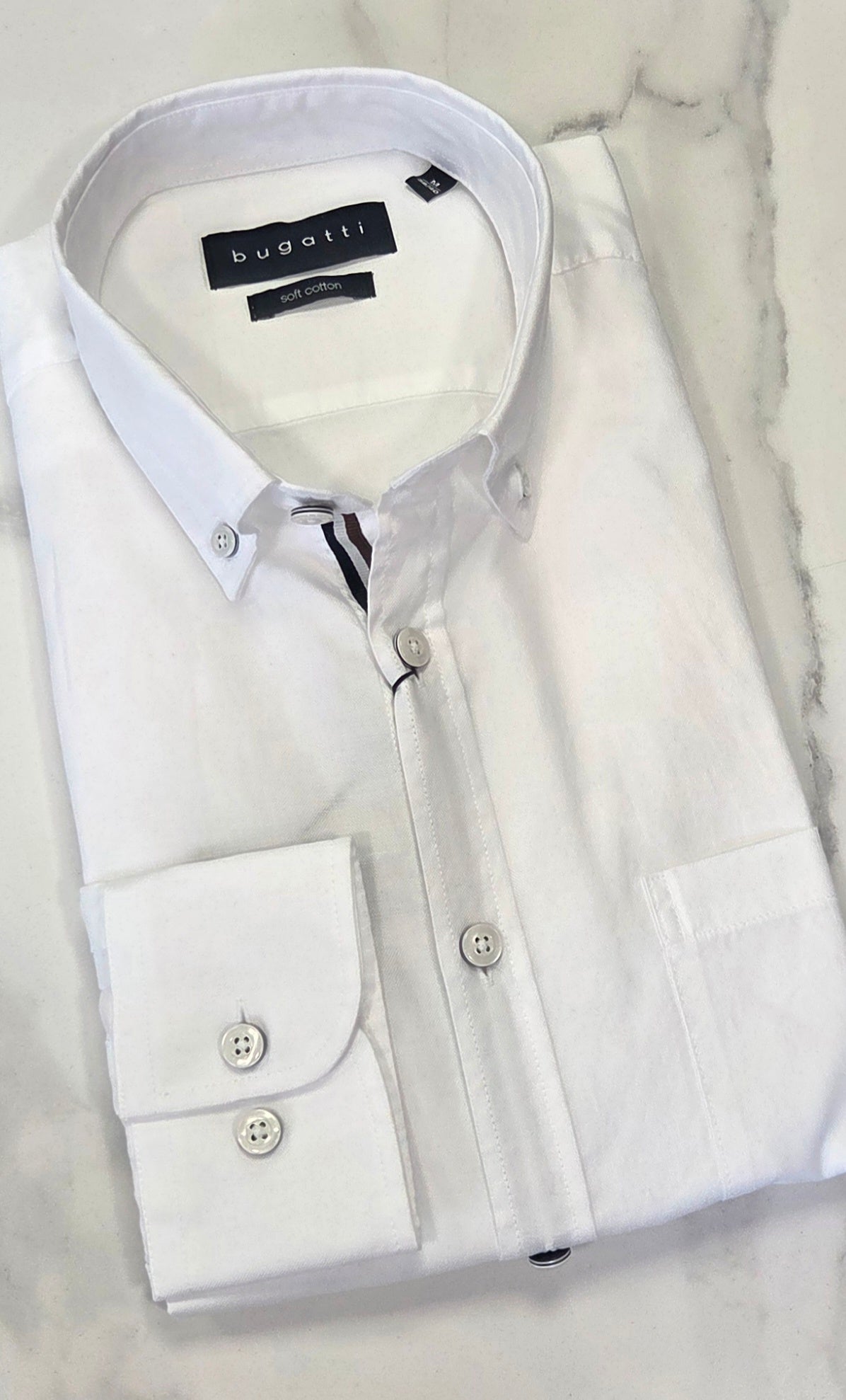 BUGATTI OXFORD COTTON L/S SHIRT (28800F/10) - WHITE