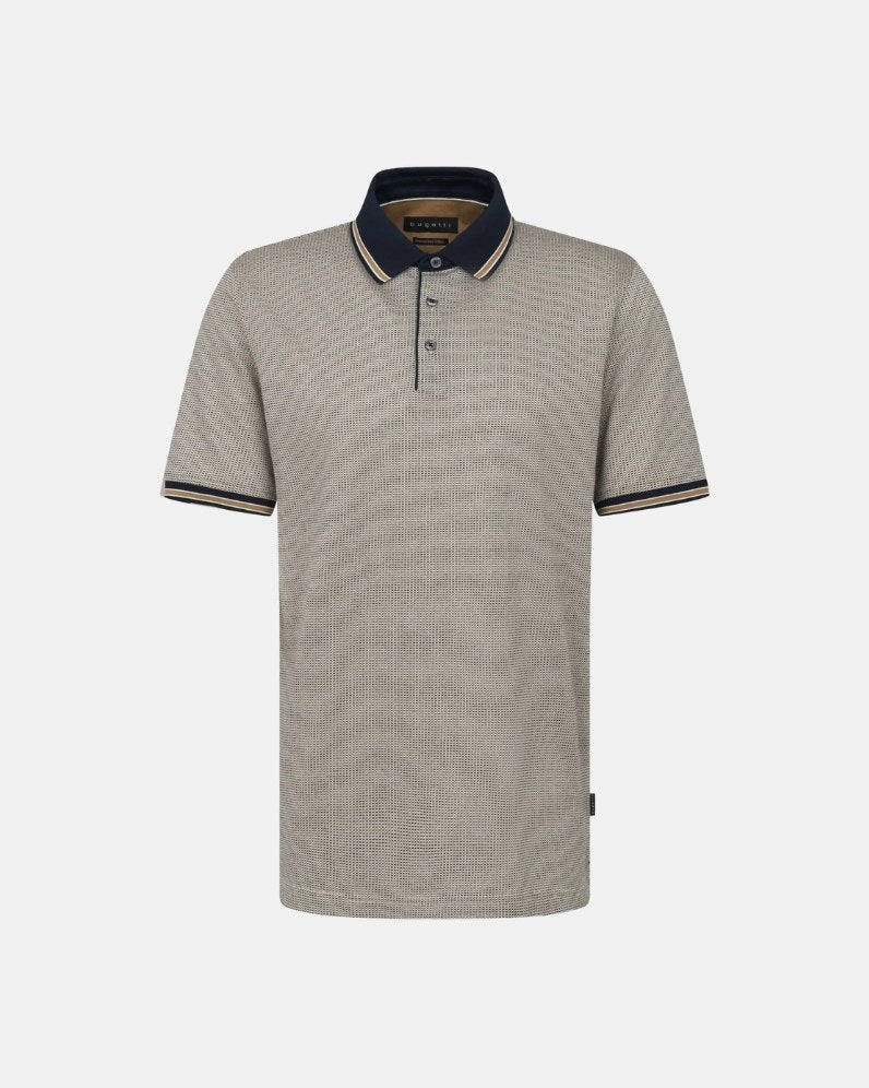 BUGATTI MERCERIZED COTTON POLO SHIRT - NAVY/BEIGE