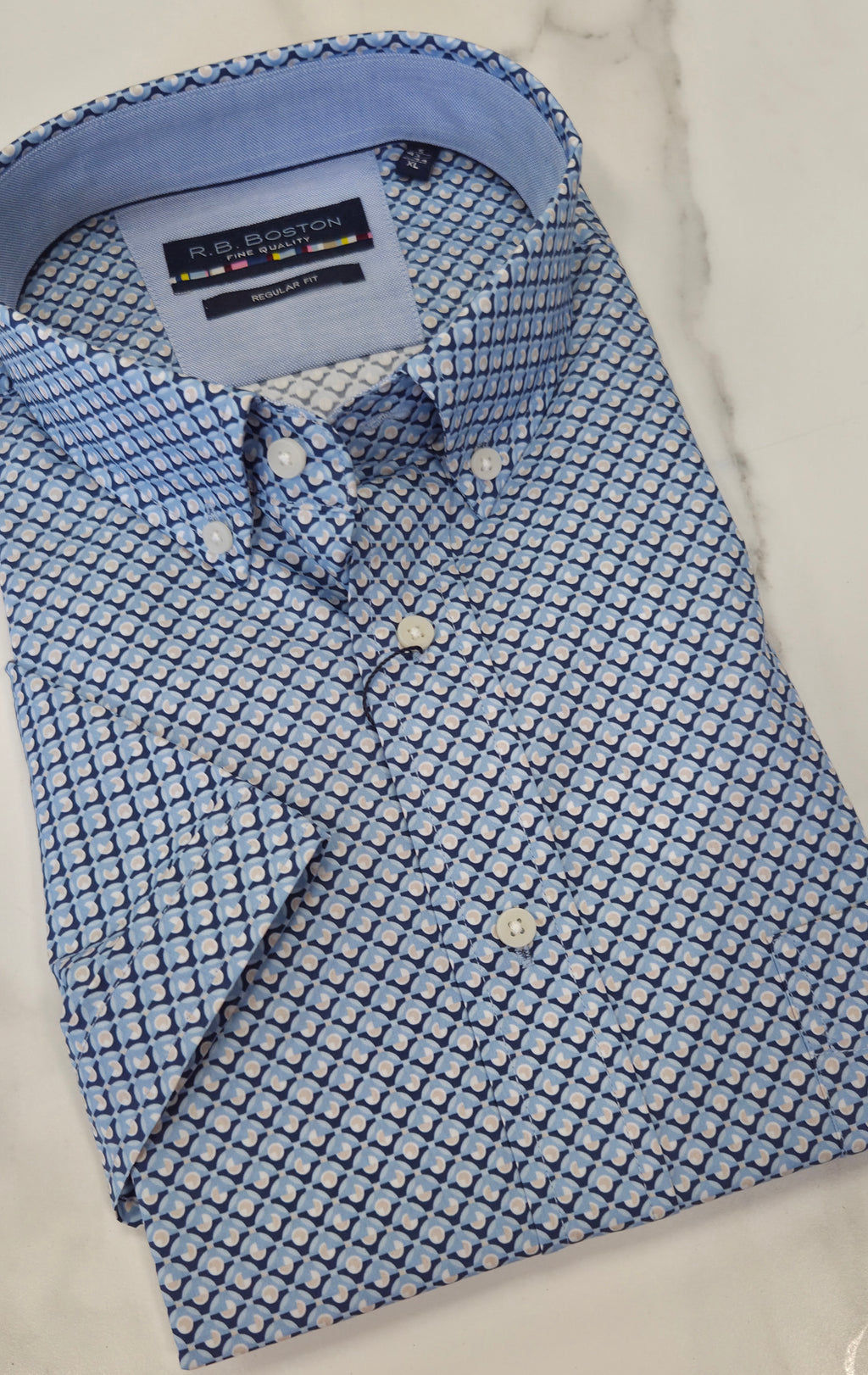 R.B BOSTON PATTERN S/S SHIRT (616670/620) - BLUE MULTI