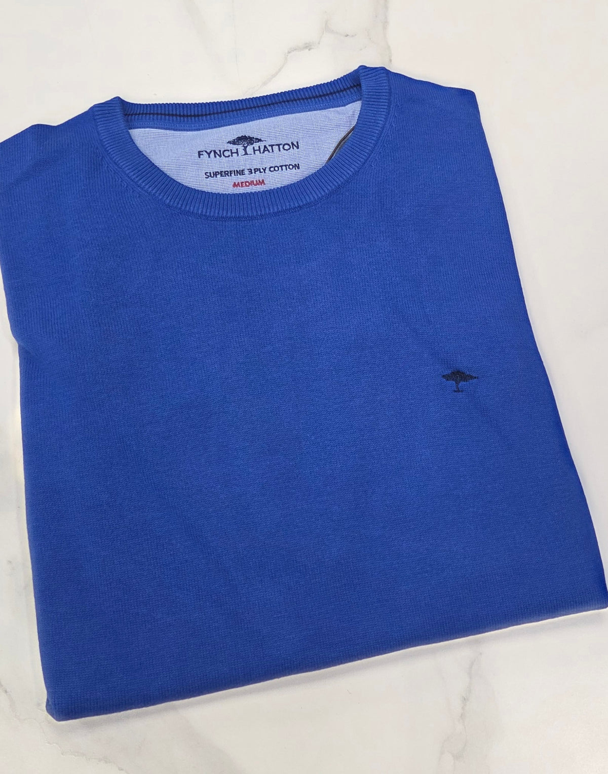 FYNCH FATTON O-NECK KNITWEAR - COBALT BLUE