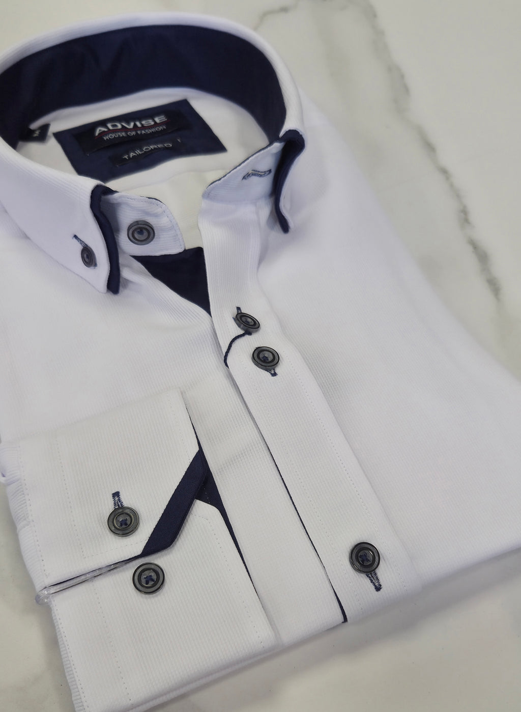 ADVISE DOUBLE COLLAR L/S SHIRT (AD896) - WHITE