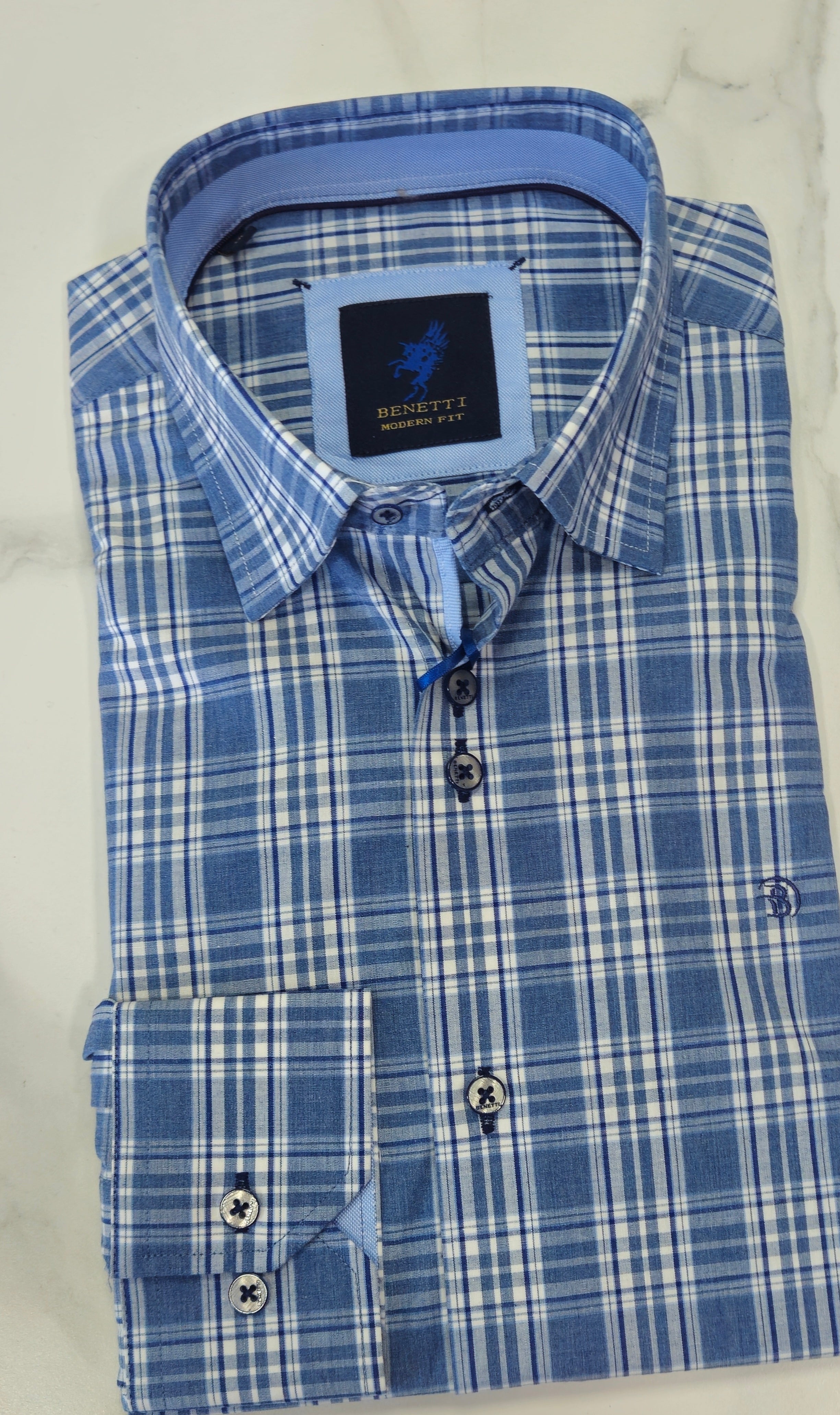BENETTI  ANGLEY L/S SHIRT - BLUE/NAVY