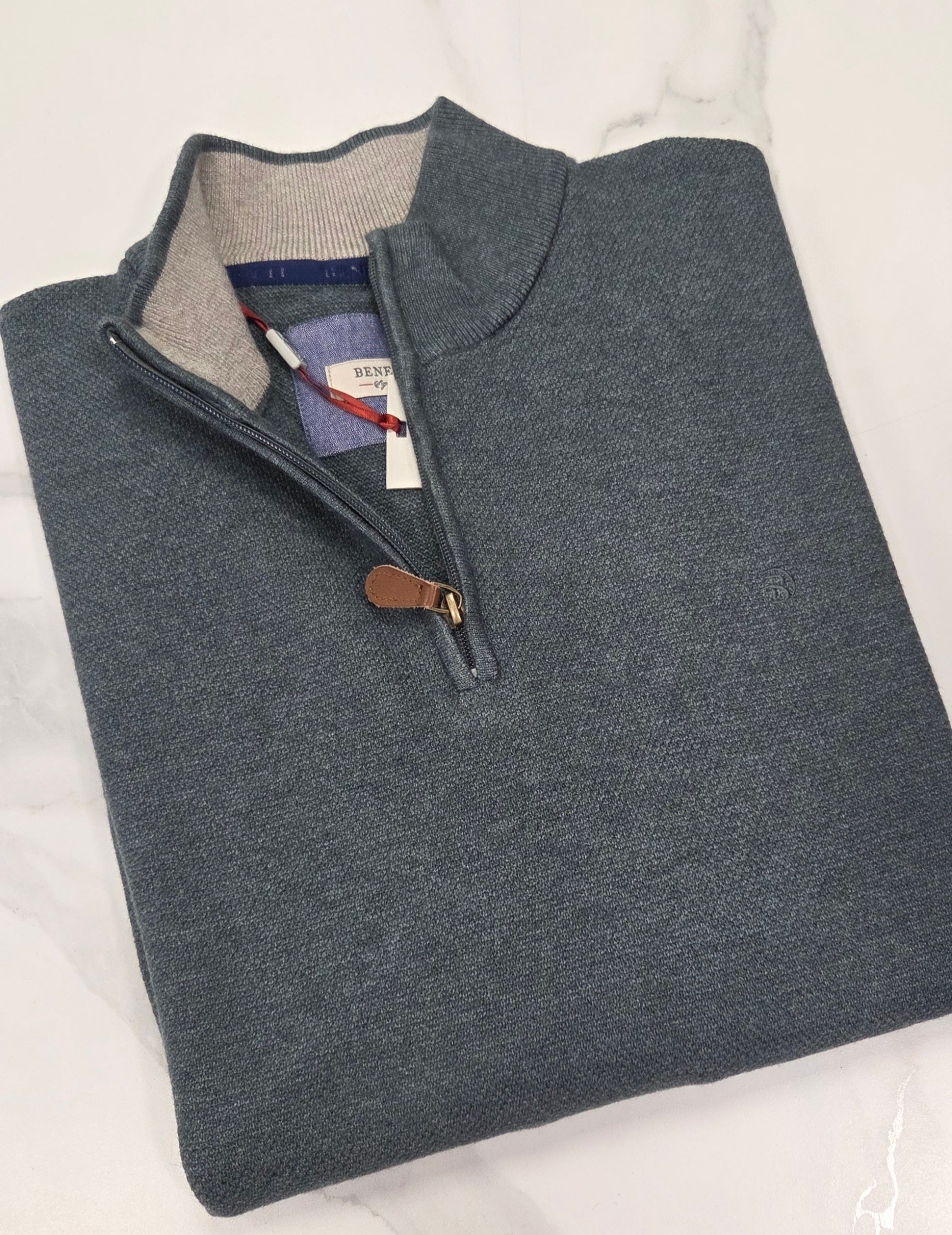 BENETTI QUINN 1/4 ZIP KNITWEAR - SAGE