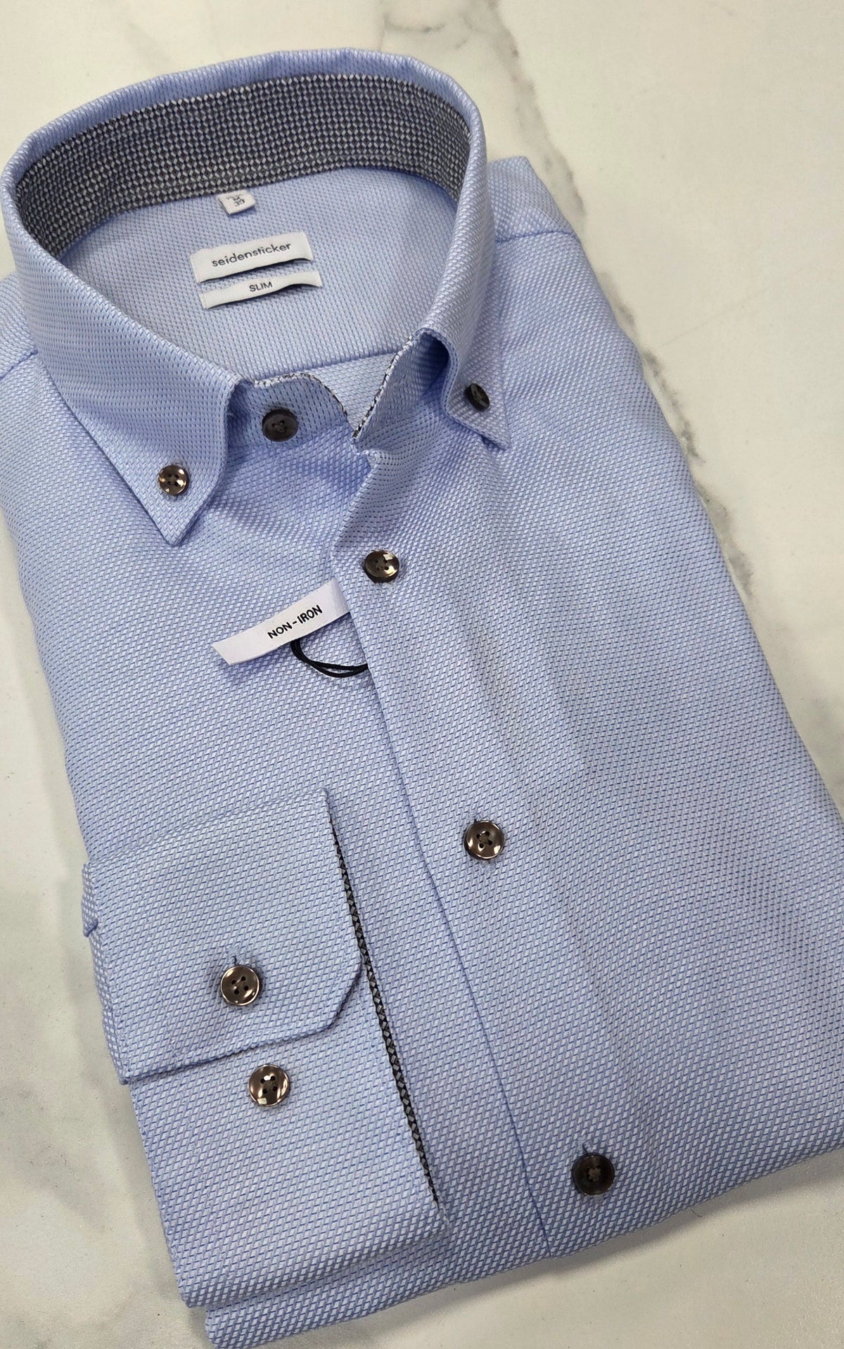 SEIDENSTICKER FLICK PATTERN SLIM FIT L/S SHIRT (01.852426.11) - BLUE