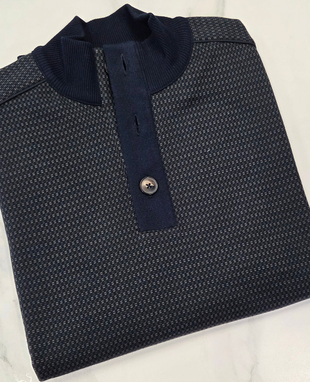BUGATTI KNITTED BUTTON TROYER (85062D/150) - NAVY/GREEN