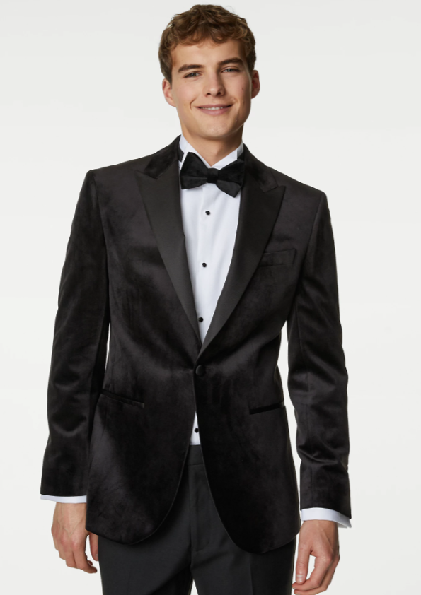 WHITE LABEL JACOB VELVET TUX JACKET - BLACK