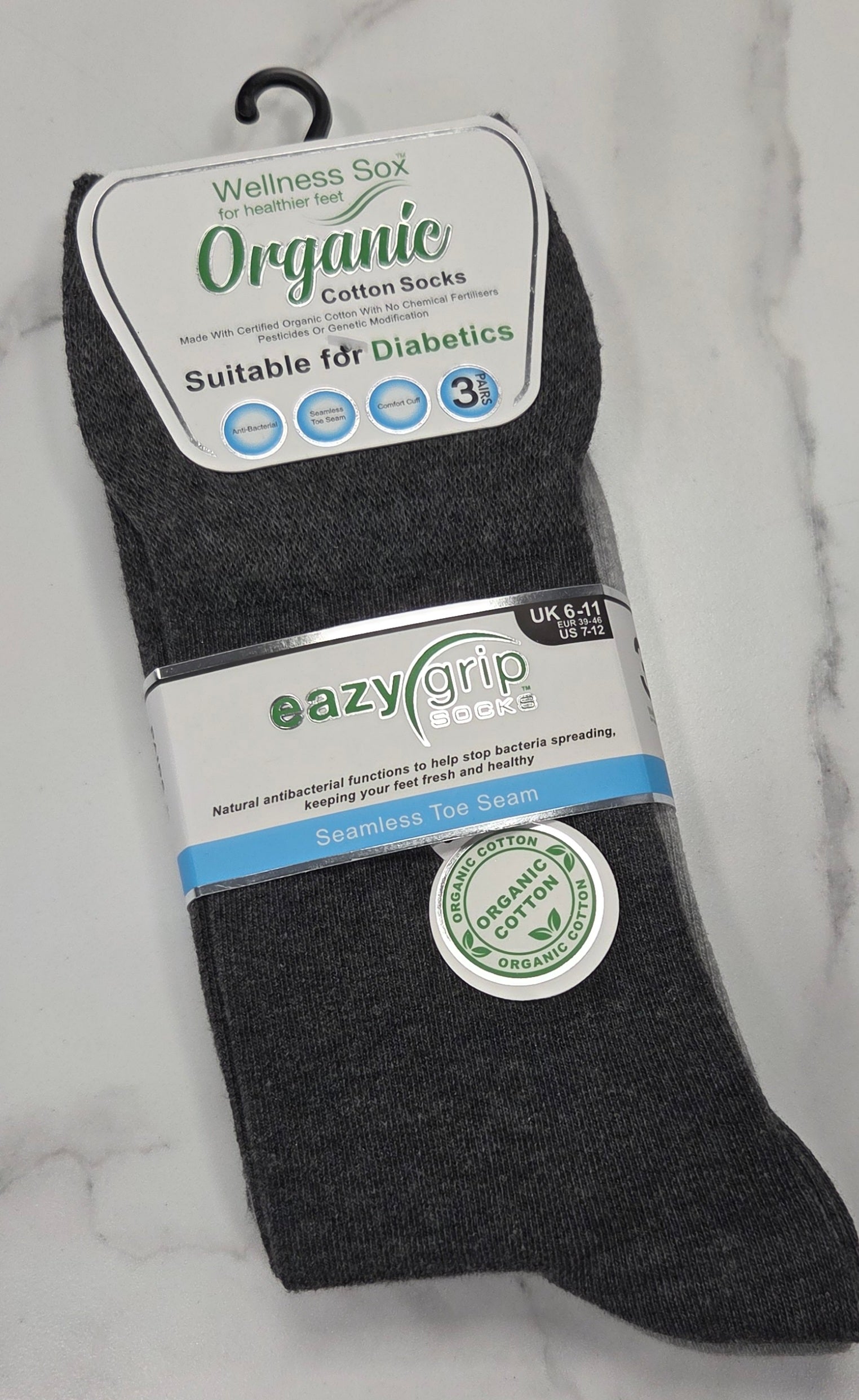 DIABETIC 3 PACK SOCK - GREY MIX
