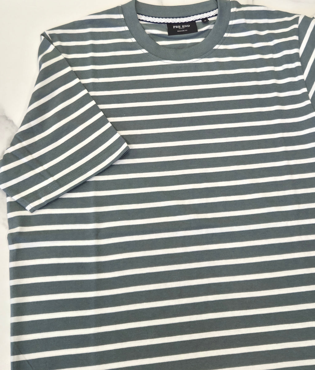 PRE END RUNNER STRIPE T-SHIRT - SAGE/WHITE