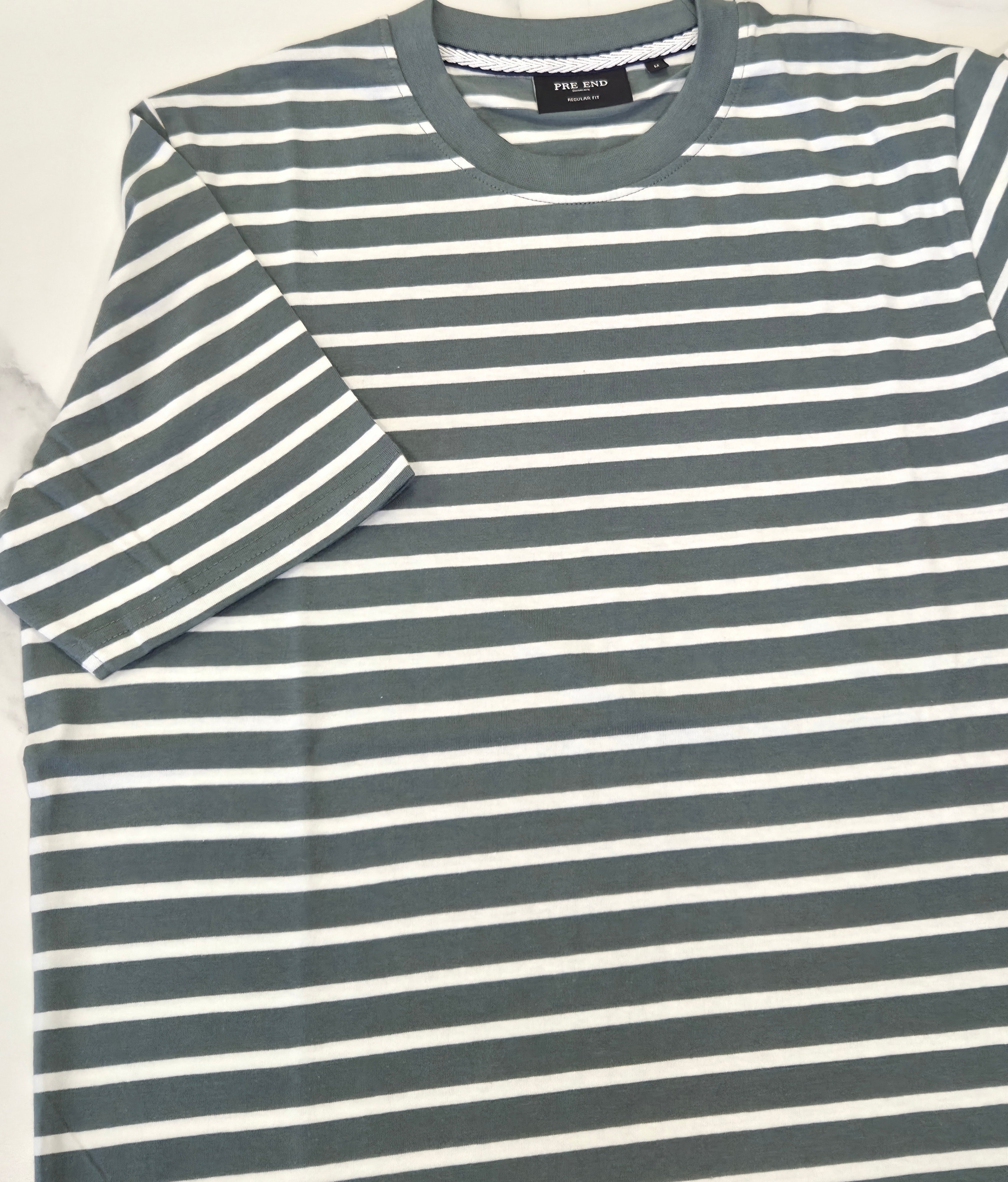 PRE END RUNNER STRIPE T-SHIRT - SAGE/WHITE
