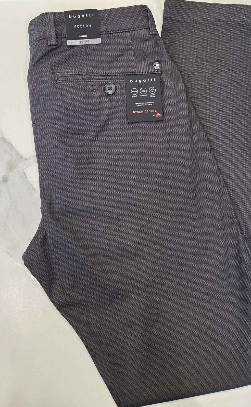 BUGATTI DYNAMIC STRETCH CHINO (26395F/260) - CHARCOAL