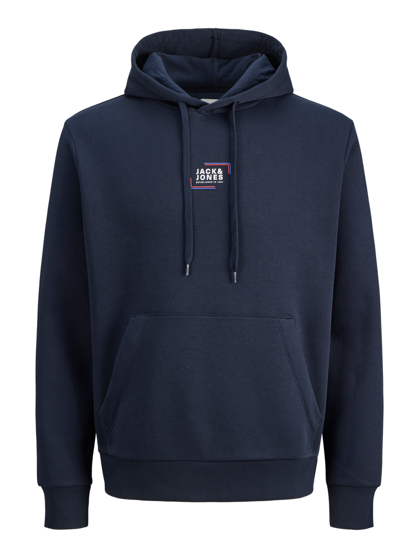 JACK & JONES JJCORP GRAPHIC HOODIE - NAVY