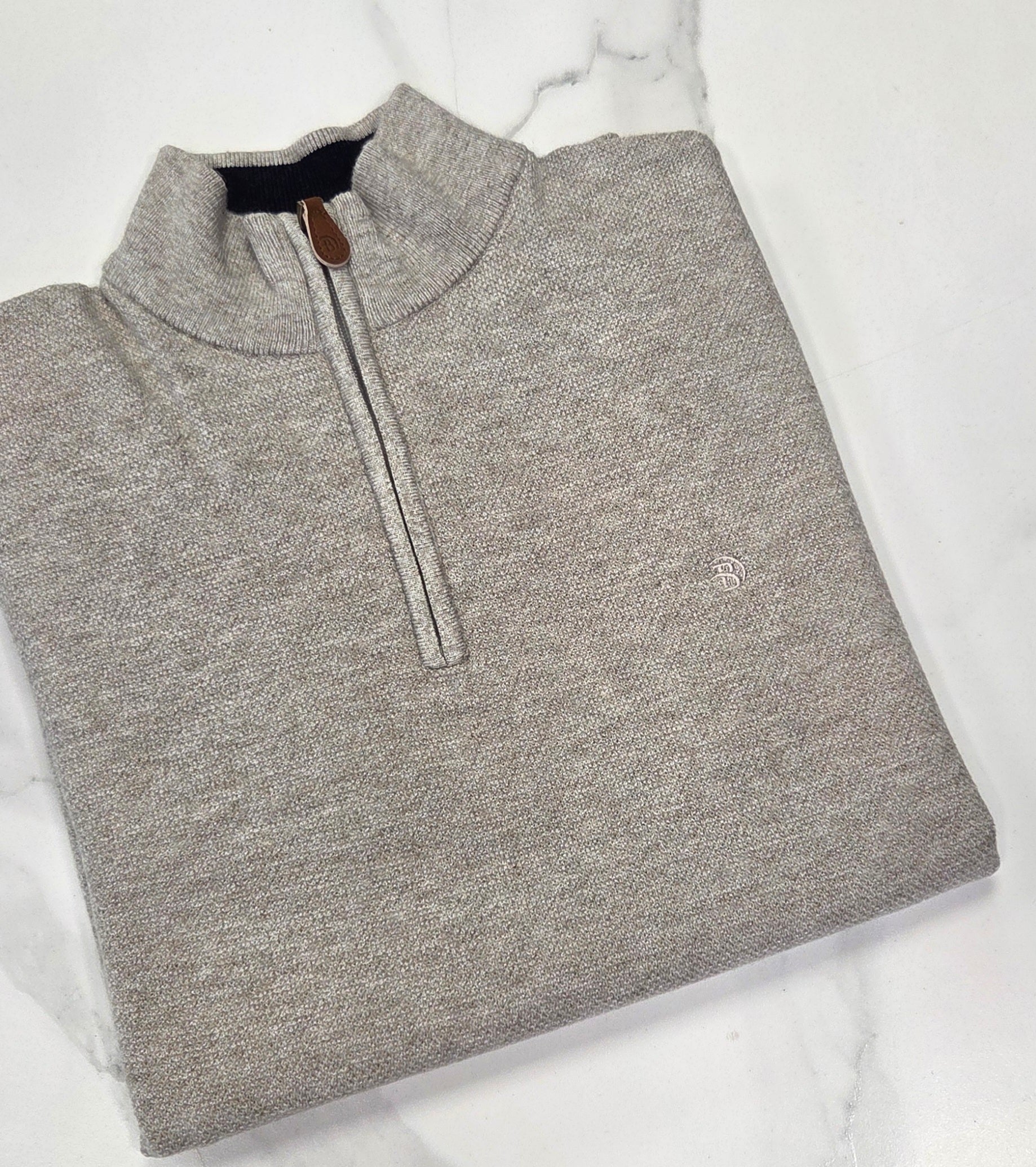 BENETTI QUINN 1/4 ZIP KNITWEAR - BEIGE