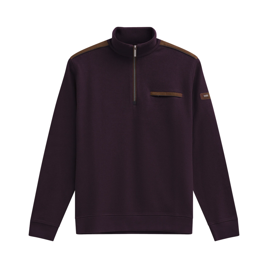 BUGATTI 1/4 ZIP TROYER SWEAT - BURGUNDY