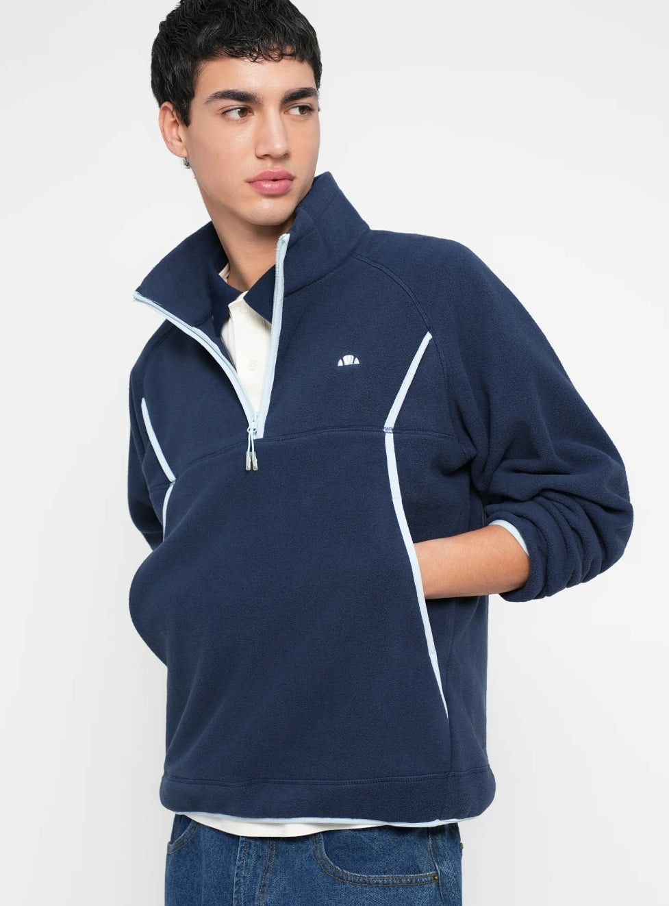 ELLESSE CAPONIE 1/4 ZIP FLEECE  -NAVY