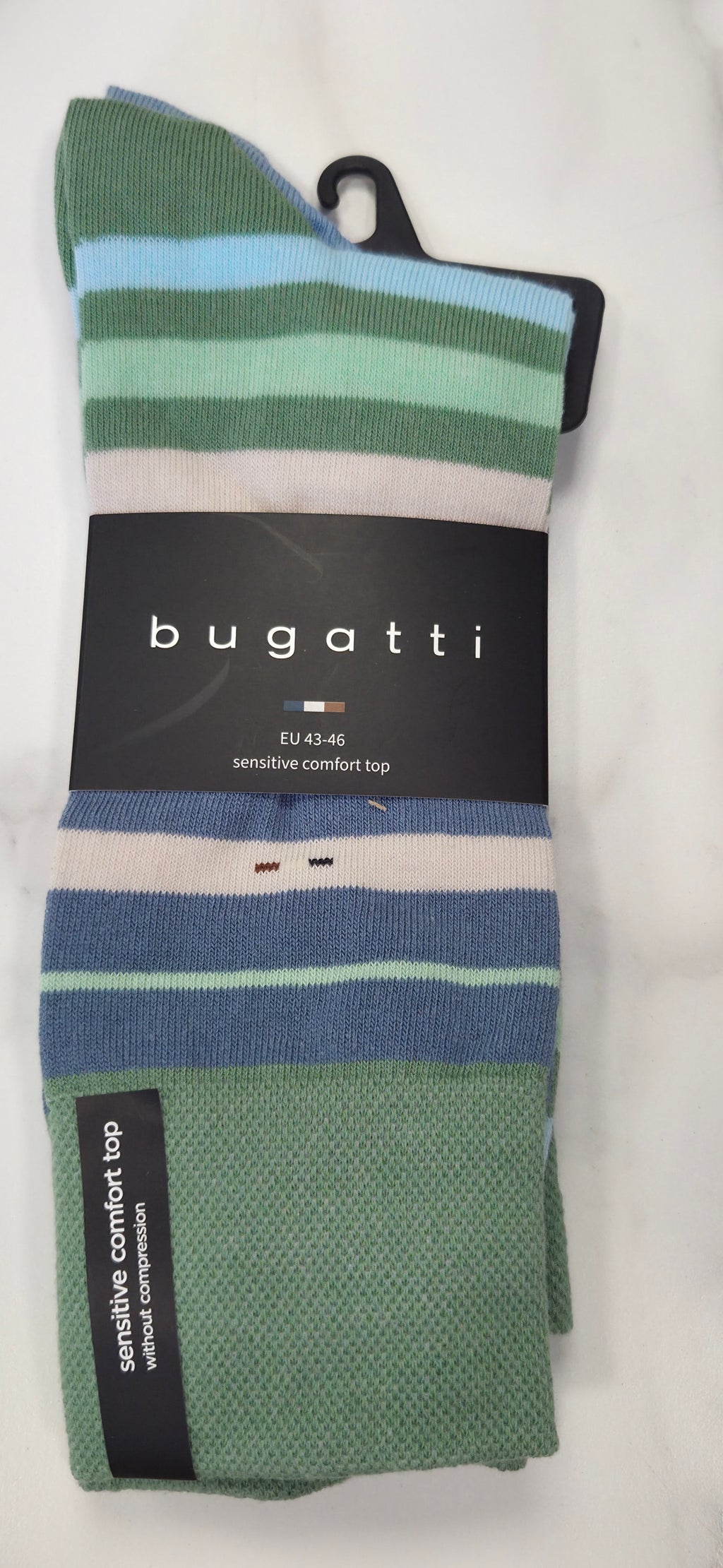 BUGATTI 2 PACK SOCK STRIPE (61135) - BLUE/GREEN