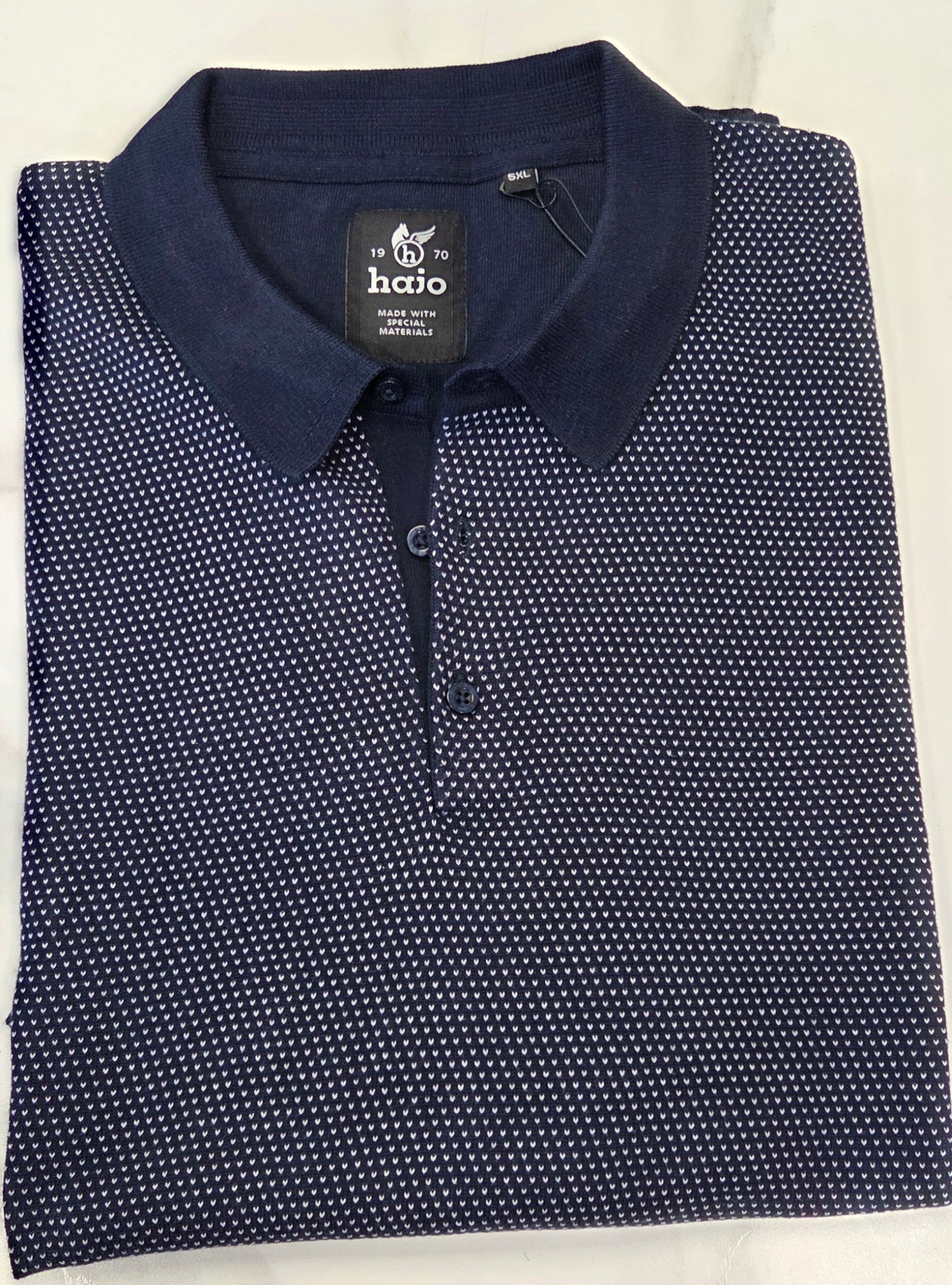 HAJO KNITTED POLO SHIRT 3XL - 6XL  - NAVY
