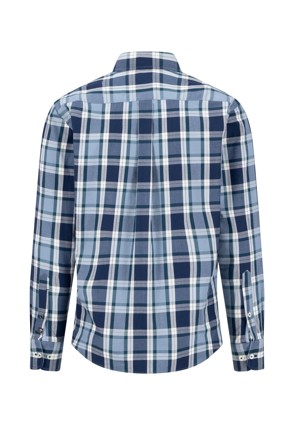 FYNCH HATTON TWILL CHECK L/S SHIRT - TEAL