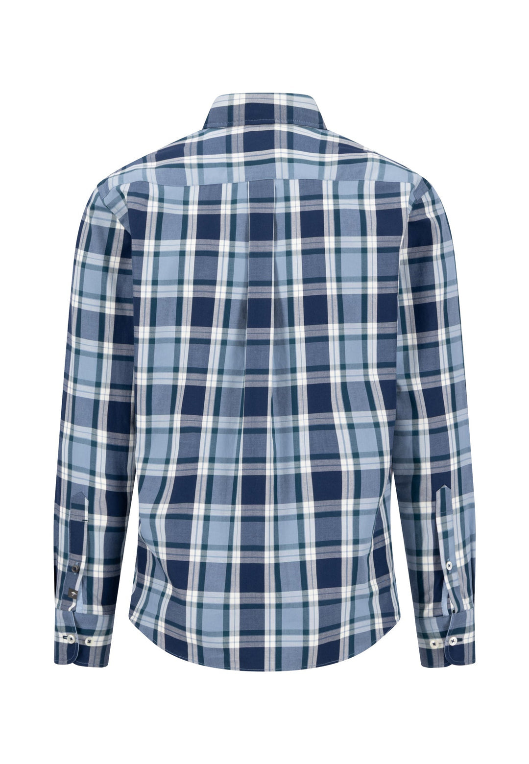 FYNCH HATTON TWILL CHECK L/S SHIRT - TEAL