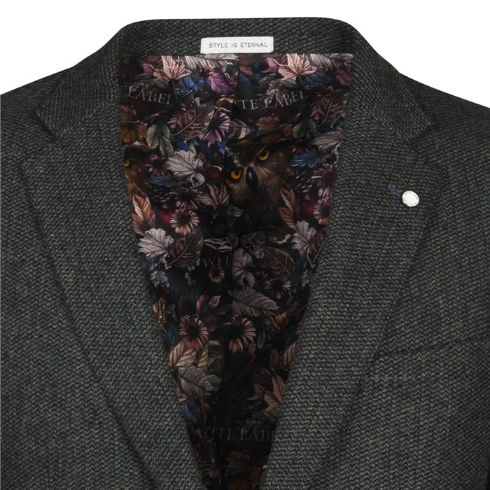 WHITE LABEL TAPERED FIT HOUNDSTOOTH TWEED BLAZER - GREEN