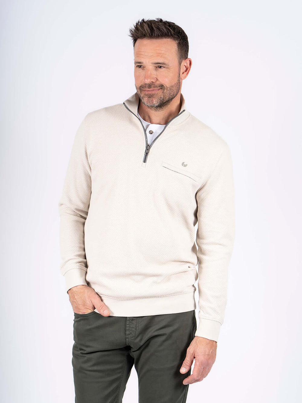 PRE END ALF 1/4 ZIP TEXTURED ZIP - CREAM