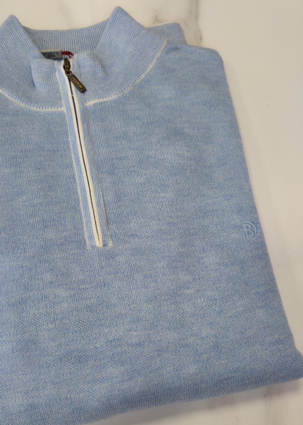 BENETTI JULIUS 1/4 ZIP KNITWEAR - SKY BLUE