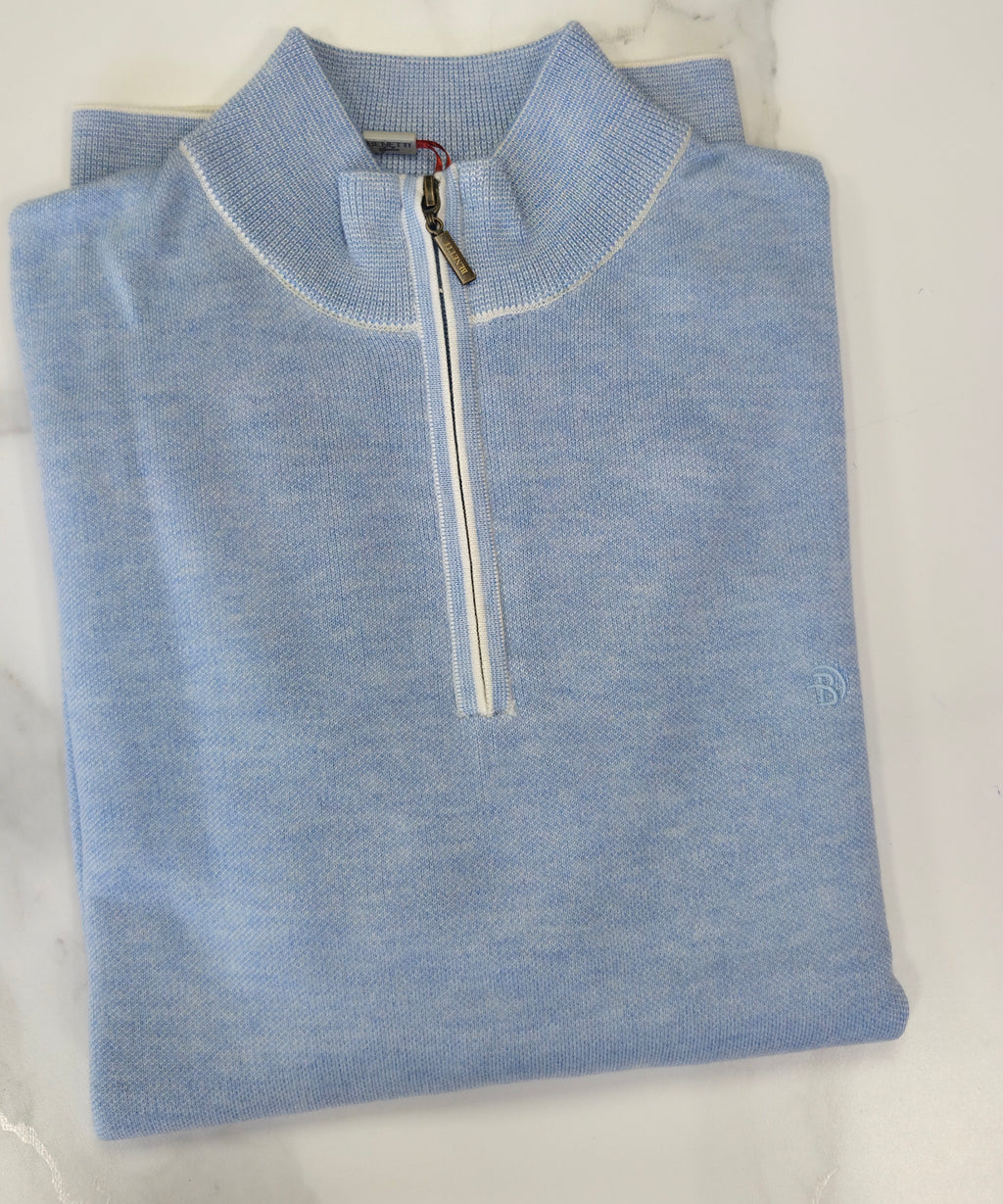 BENETTI JULIUS 1/4 ZIP KNITWEAR - SKY BLUE