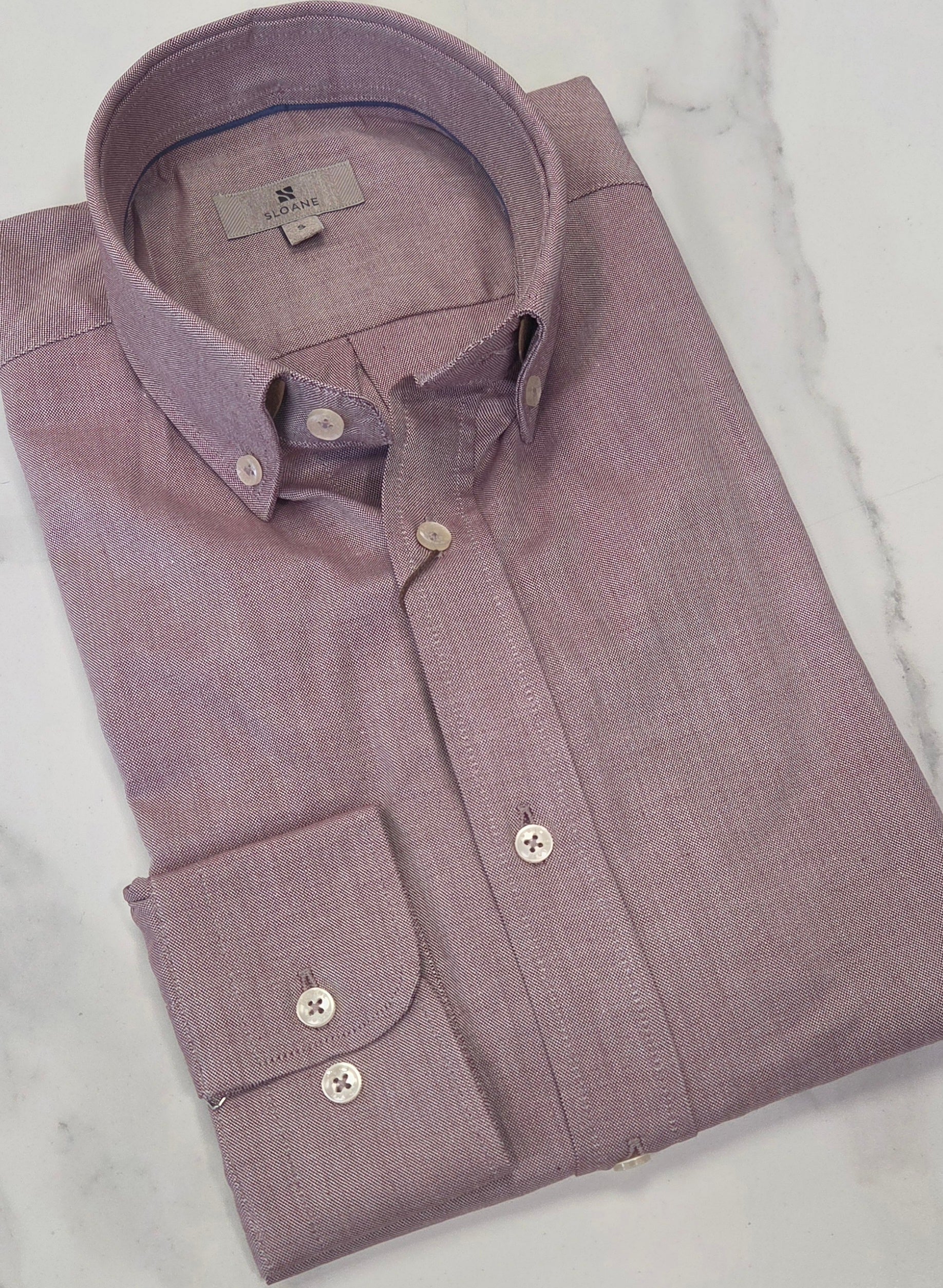 SLOANE FOXTON L/S OXFORD COTTON SHIRT - MAUVE
