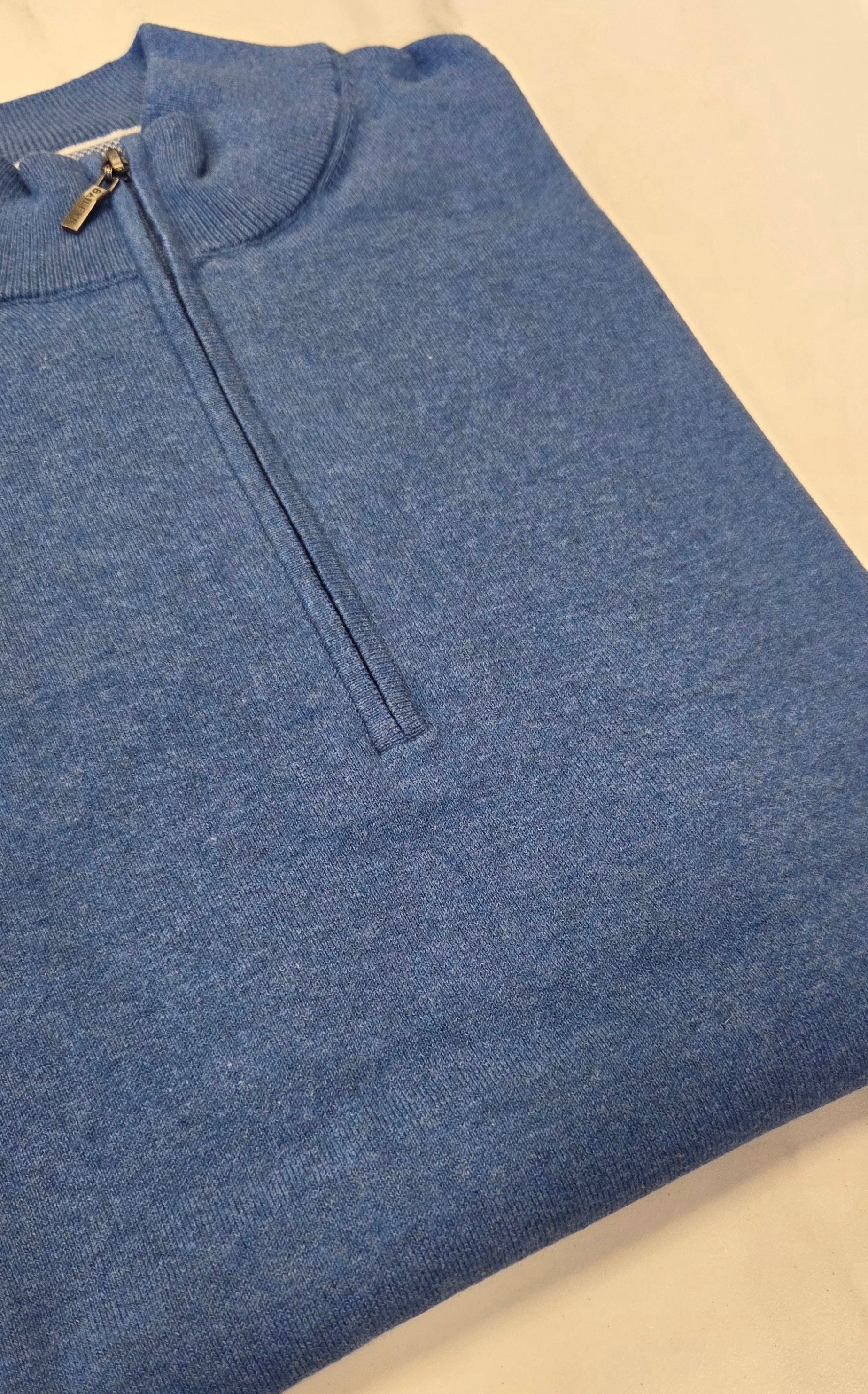 BAILEYS 1/4 ZIP KNITWEAR PLUS SIZED 3XL - 5XL  - OCEAN BLUE