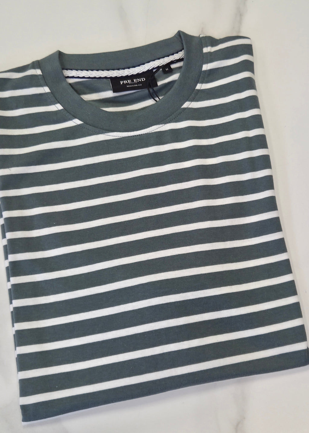 PRE END RUNNER STRIPE T-SHIRT - SAGE/WHITE