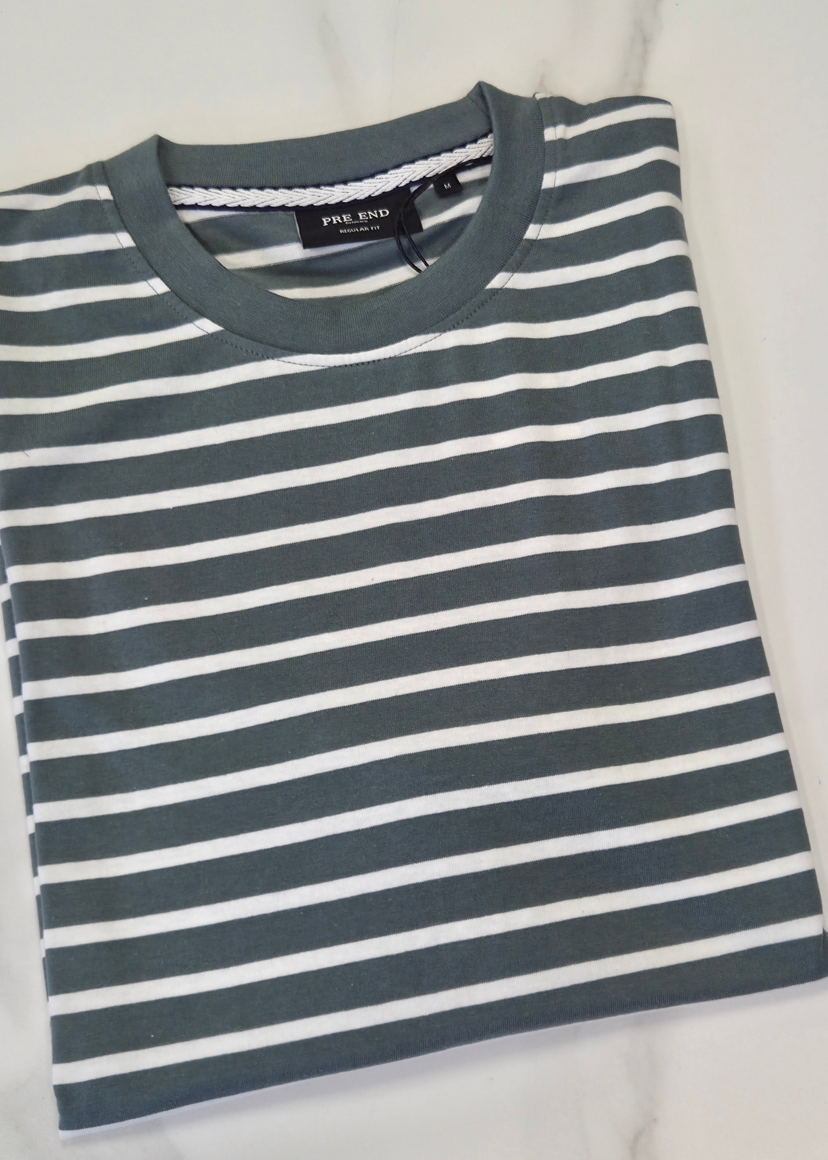 PRE END RUNNER STRIPE T-SHIRT - SAGE/WHITE