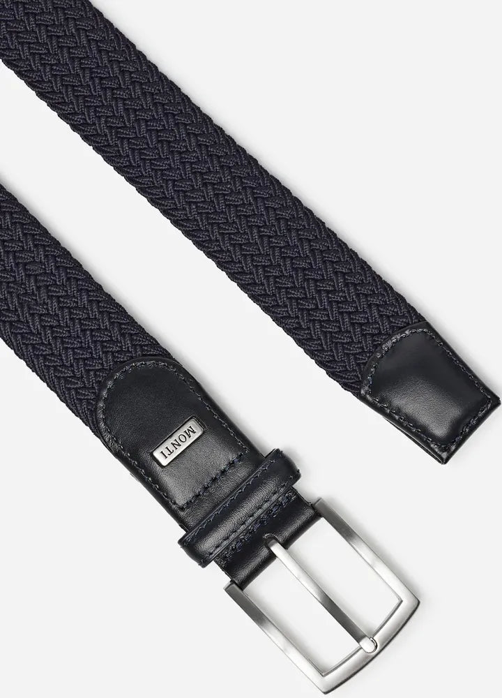 MONTI HAVANNA ELASTIC BRAIDED BELT  - NAVY