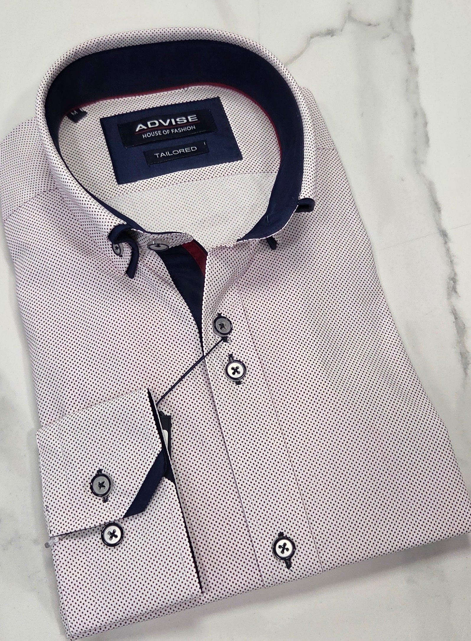 ADVISE DOUBLE COLLAR SHIRT (AD-901) - RED/WHITE