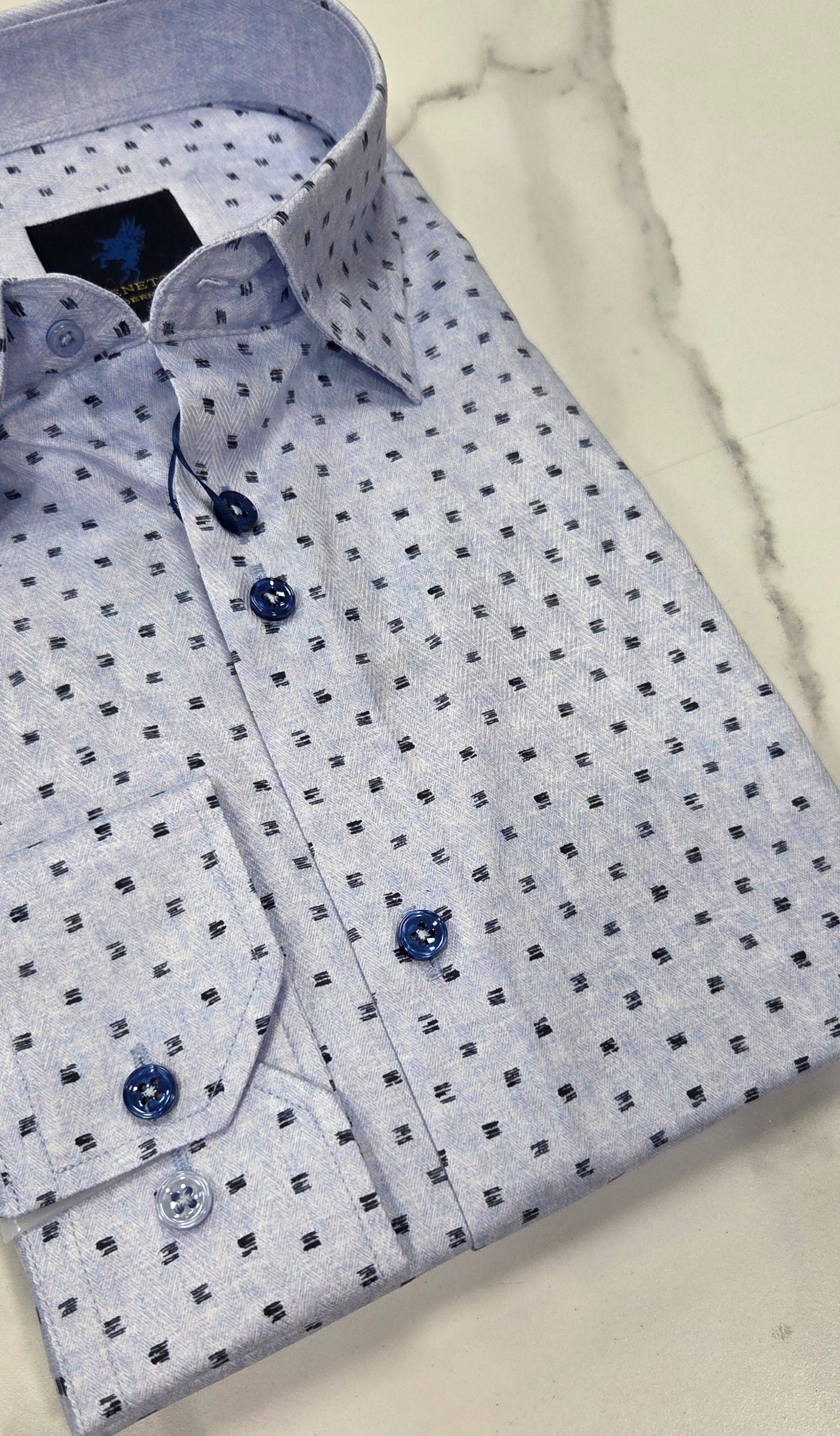 BENETTI FULHAM PATTERN L/S SHIRT - SKY BLUE