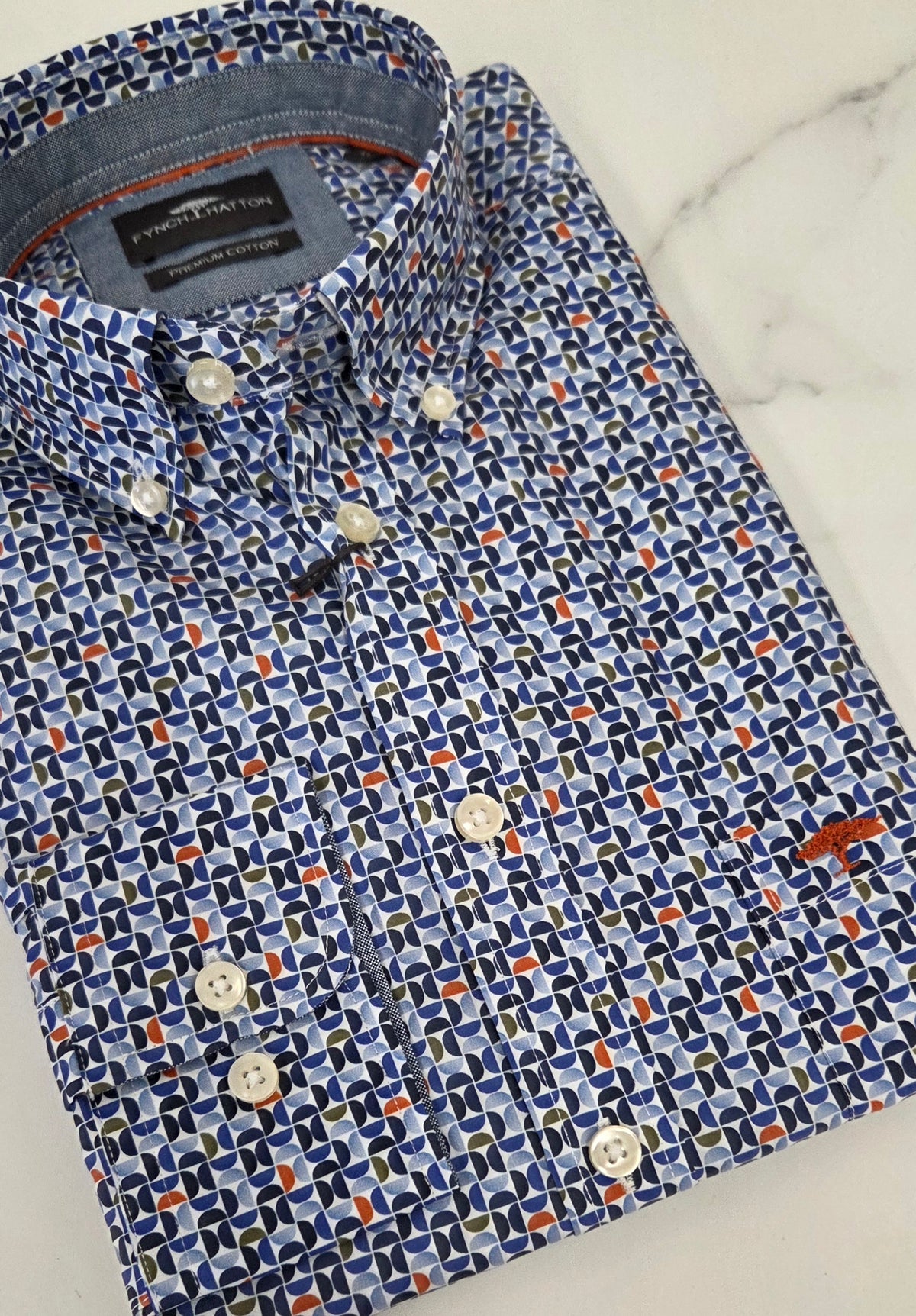 FYNCH HATTON RETRO PRINT SHIRT - MULTI