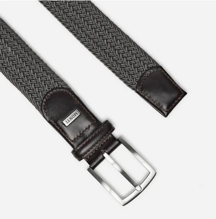 MONTI HAVANNA ELASTIC BRAIDED BELT - GREY