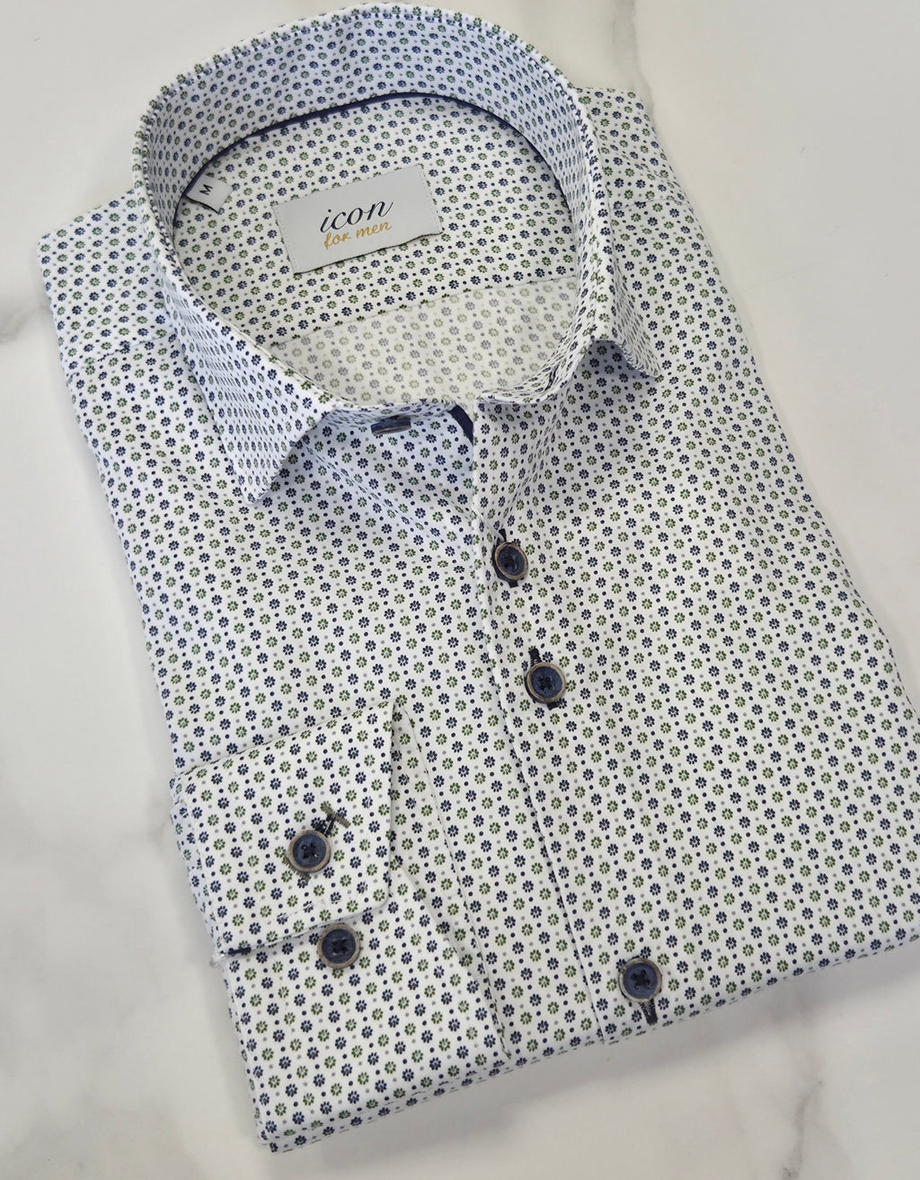 ADVISE ICON PATTERN L/S SHIRT (ICN106) - NAVY/GREEN