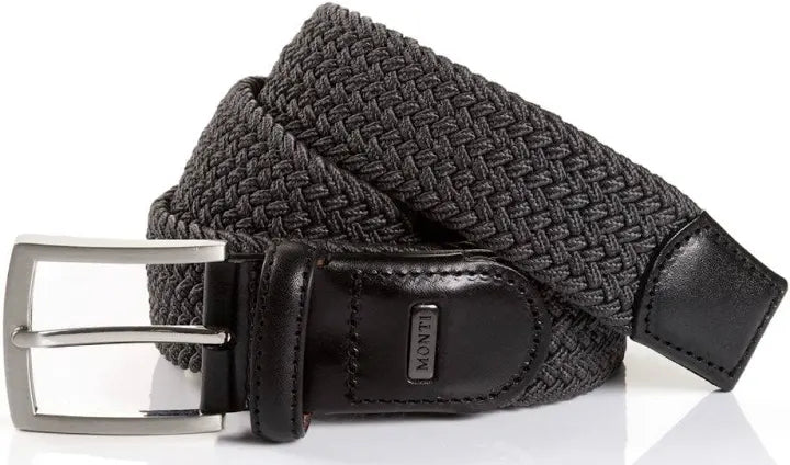 MONTI HAVANNA ELASTIC BRAIDED BELT - GREY