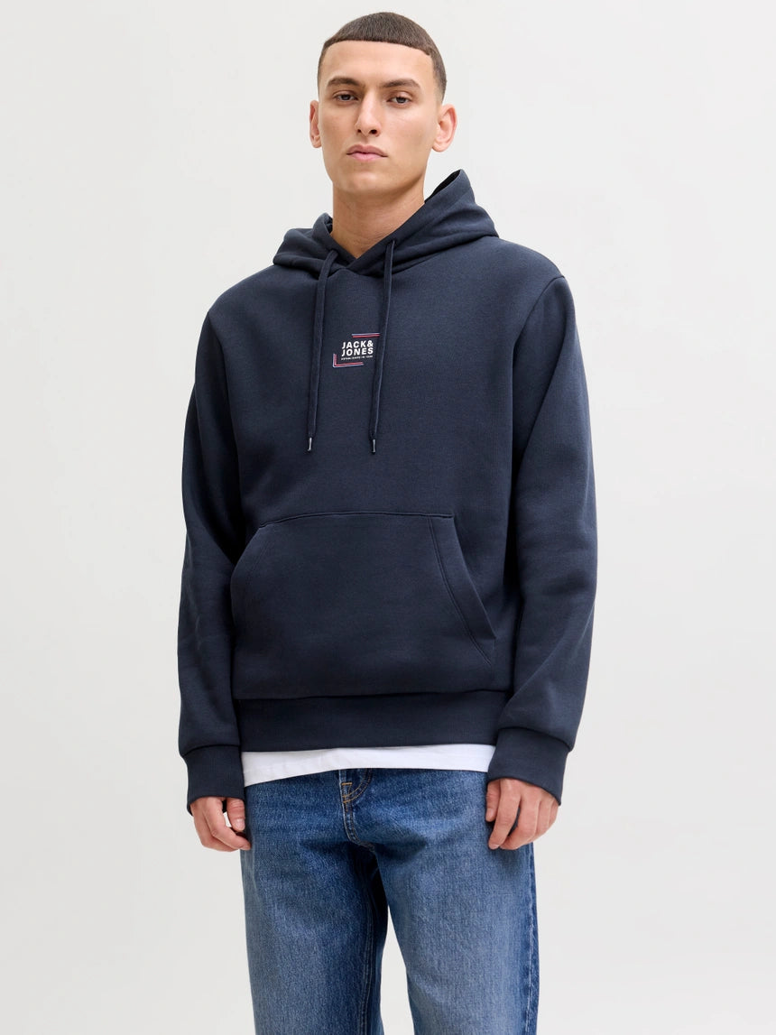 JACK & JONES JJCORP GRAPHIC HOODIE - NAVY
