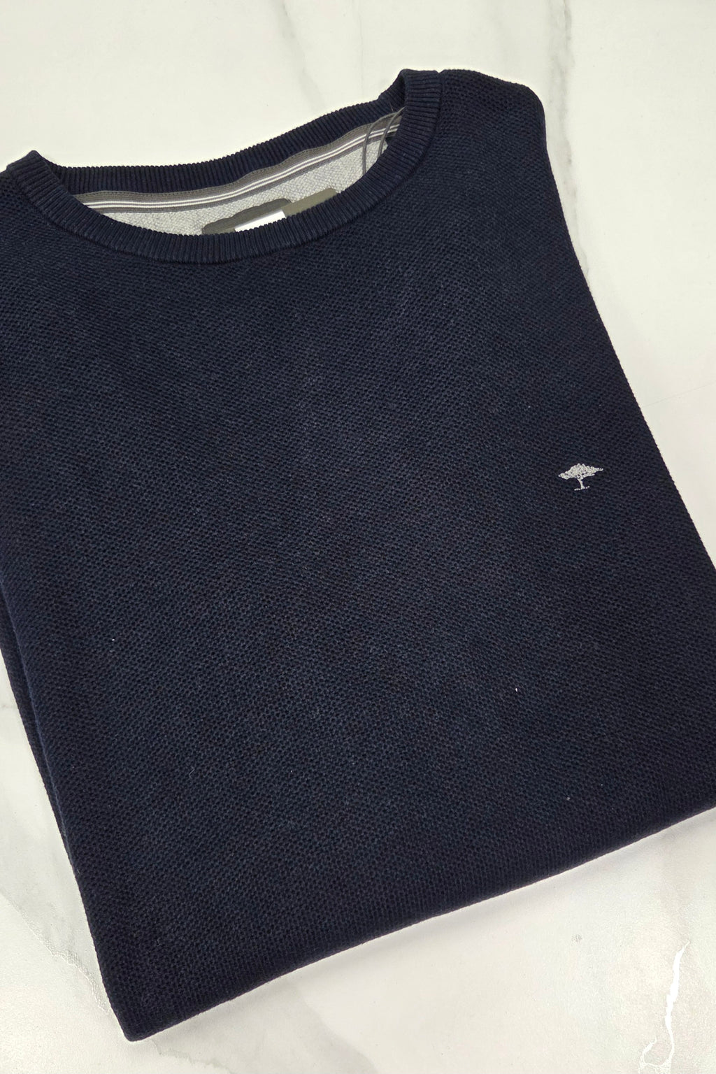 FYNCH HATTON O NECK TEXTURED KNITWEAR  - NAVY